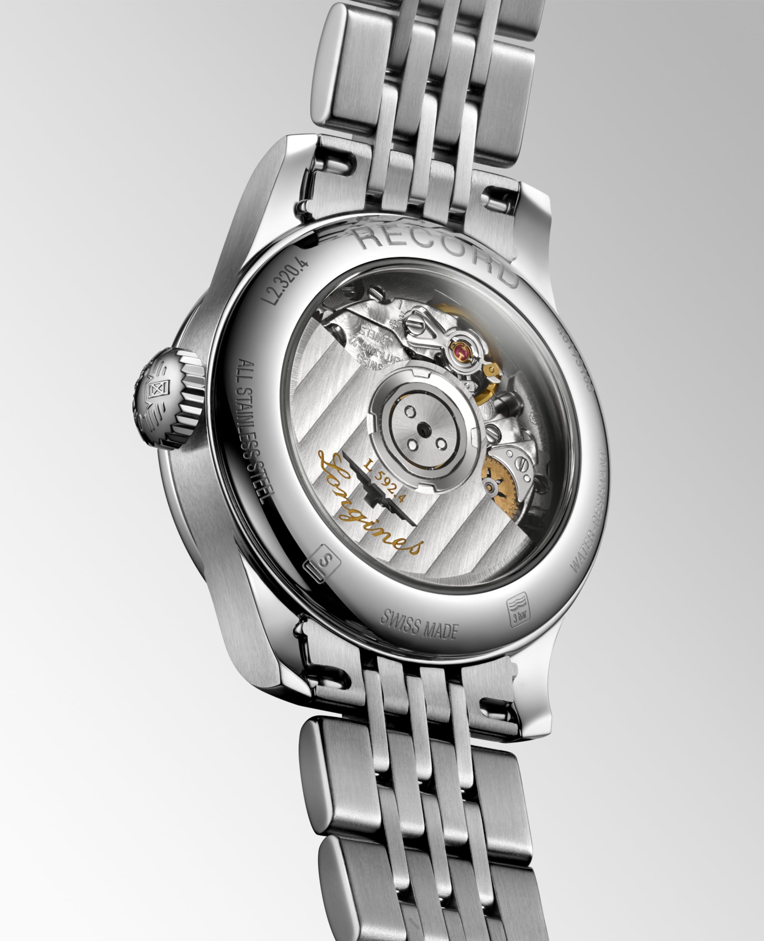 Longines RECORD automático acero inoxidable Watch - L2.320.4.87.6