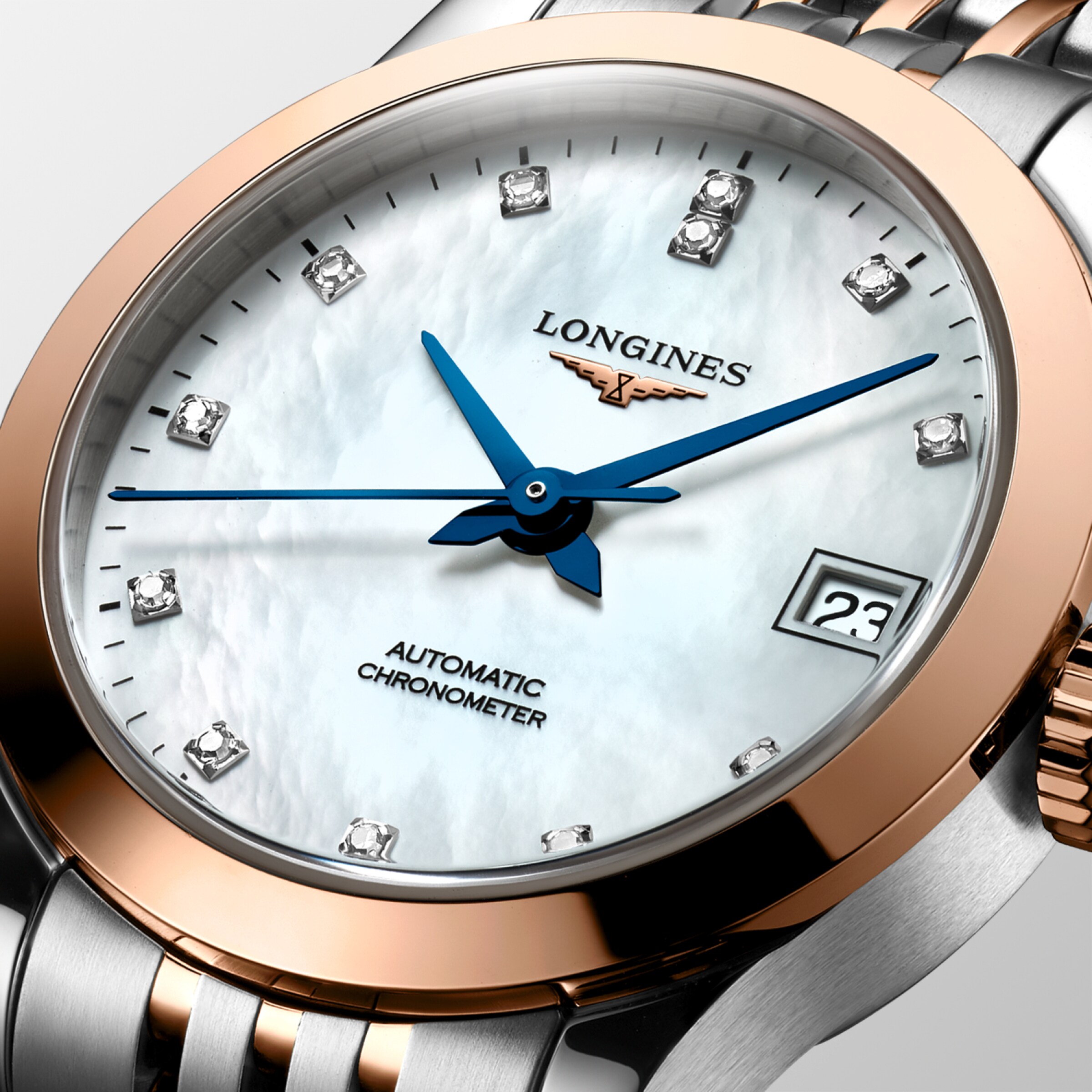 Longines RECORD Automatic Stainless steel and 18 karat pink gold cap 200 Watch - L2.320.5.87.7