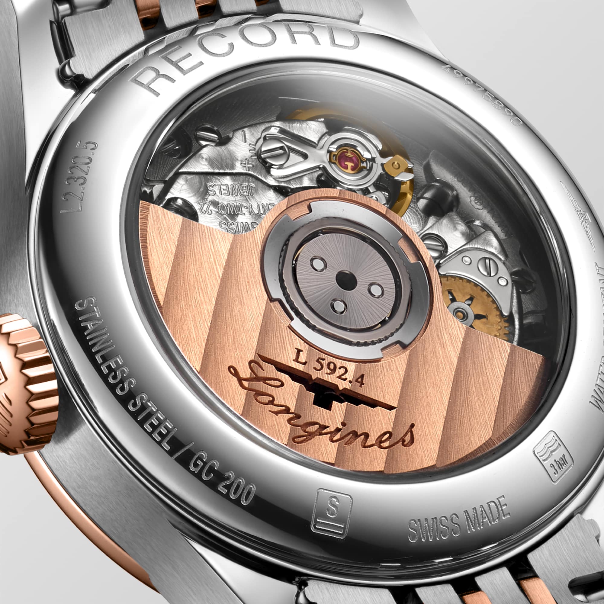 RECORD Automatic, Stainless Steel And Rose Gold 18 Carats Cap 200