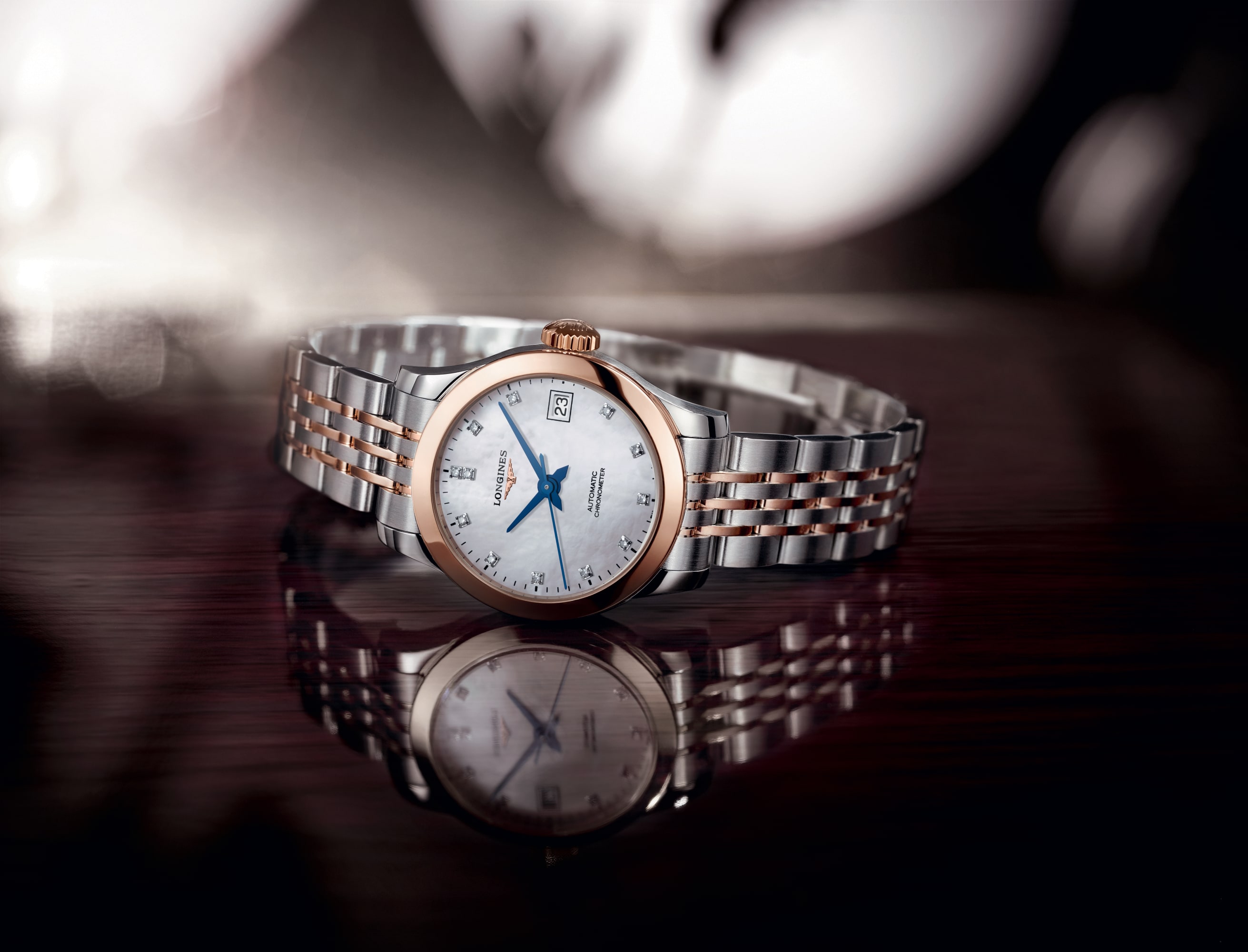 Longines ローズゴールド アナログ自動巻き時計 Longines ローズゴールド アナログ自動巻き時計 レコード 自動巻