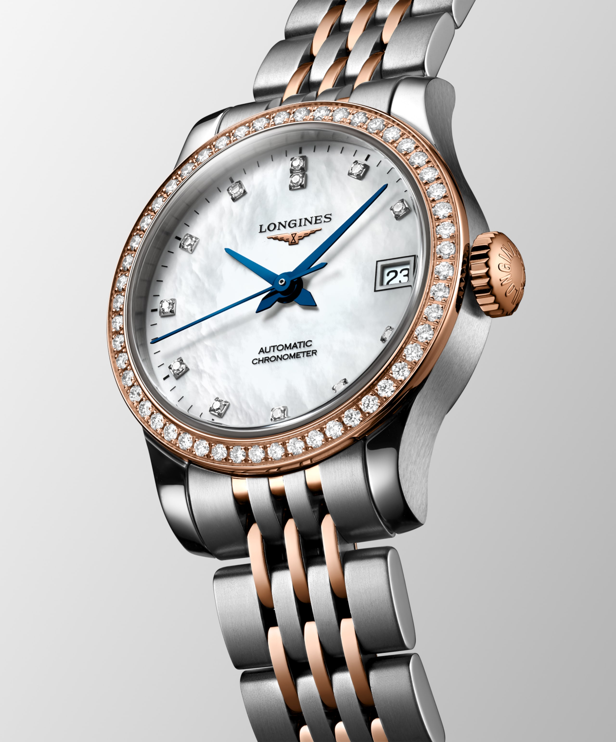Longines RECORD automatico acciaio inossidabile e oro rosa 18 carati Watch - L2.320.5.89.7