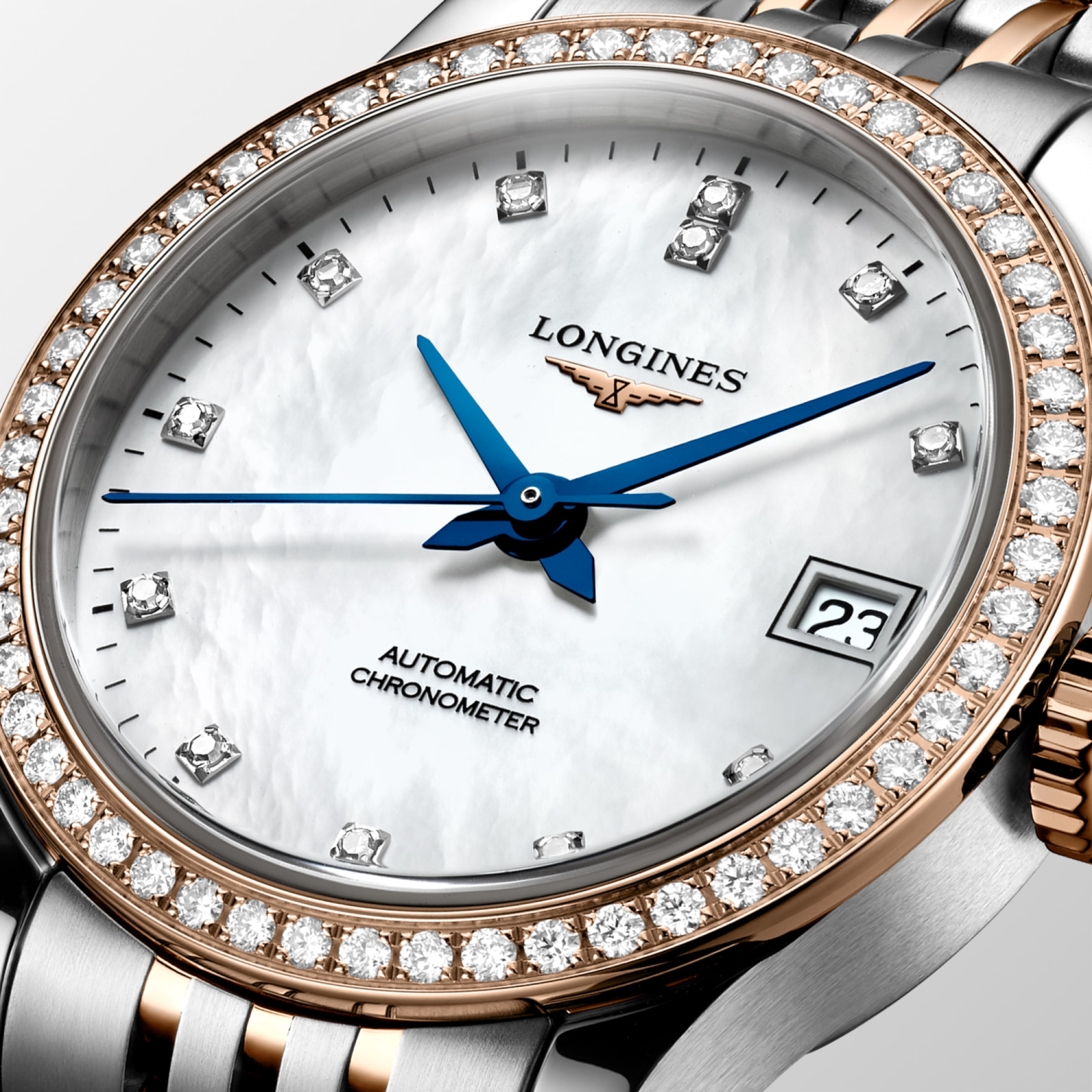 Longines RECORD Automatic Stainless steel and 18 karat pink gold Watch - L2.320.5.89.7