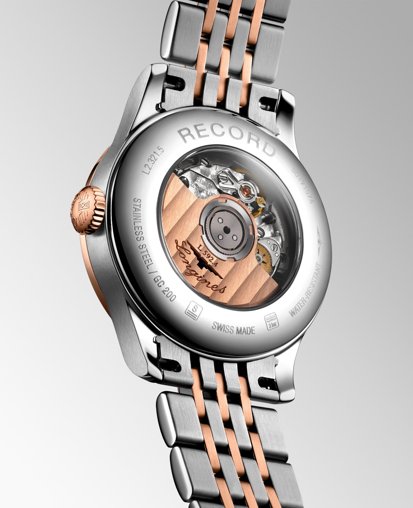 RECORD Automatic, Stainless Steel And 18 Karat Pink Gold Cap 200