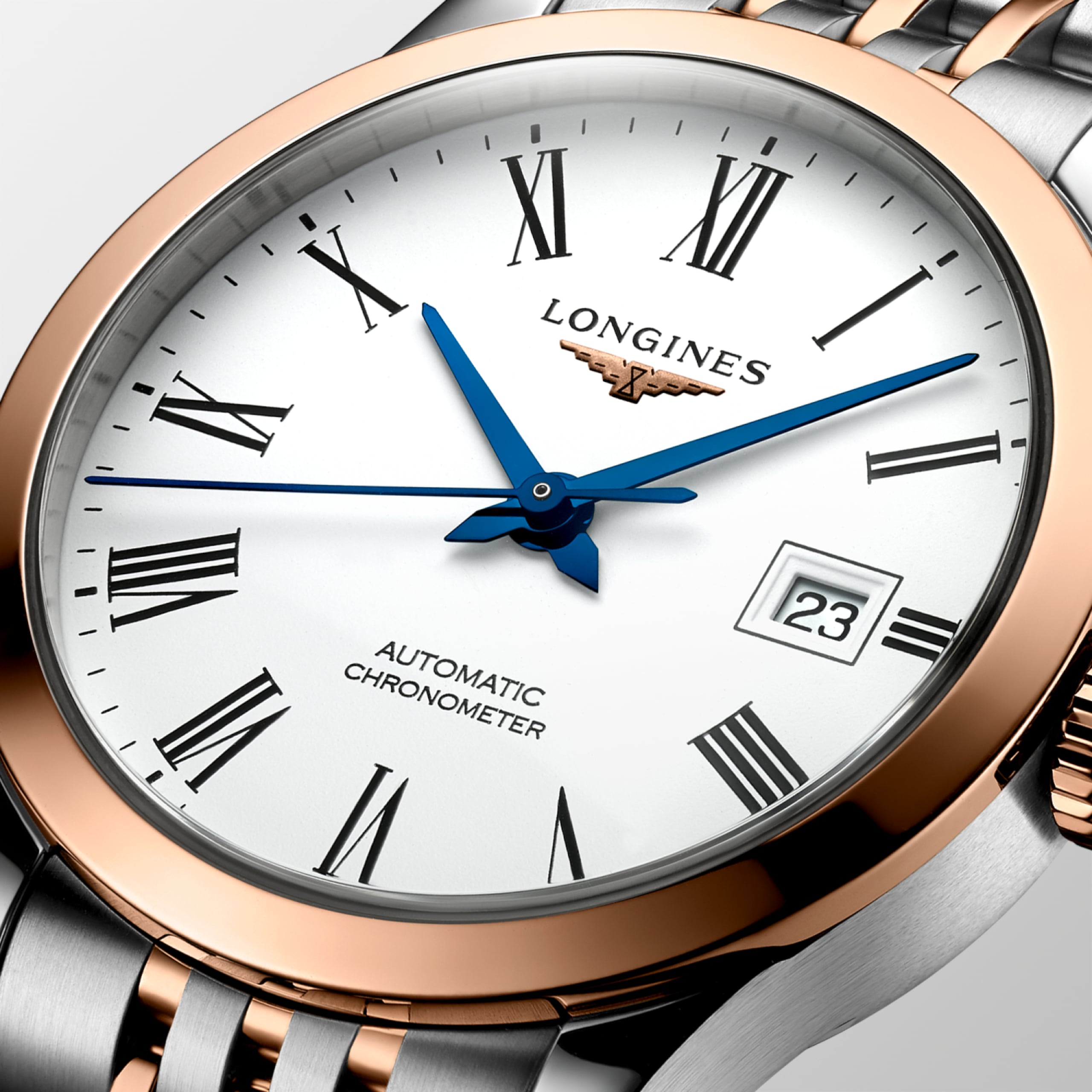 Longines RECORD automatyczny stal szlachetna i gold cup 200 z 18-karatowego różowego złota Watch - L2.321.5.11.7
