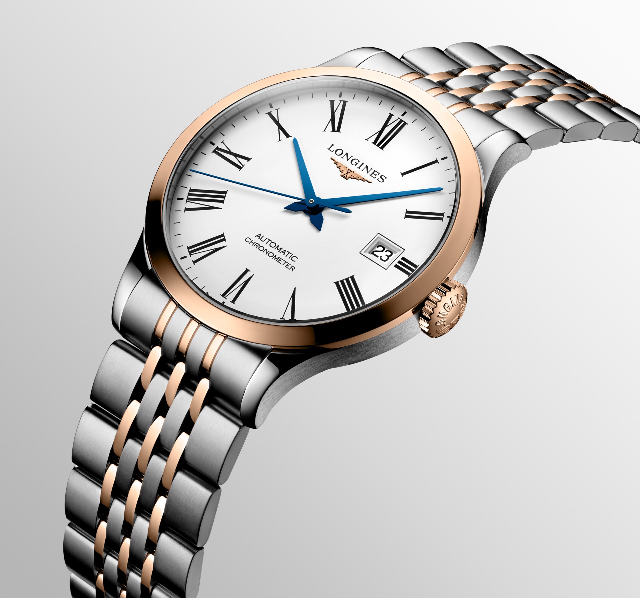 RECORD Automatic, Stainless Steel And Rose Gold 18 Carats Cap 200