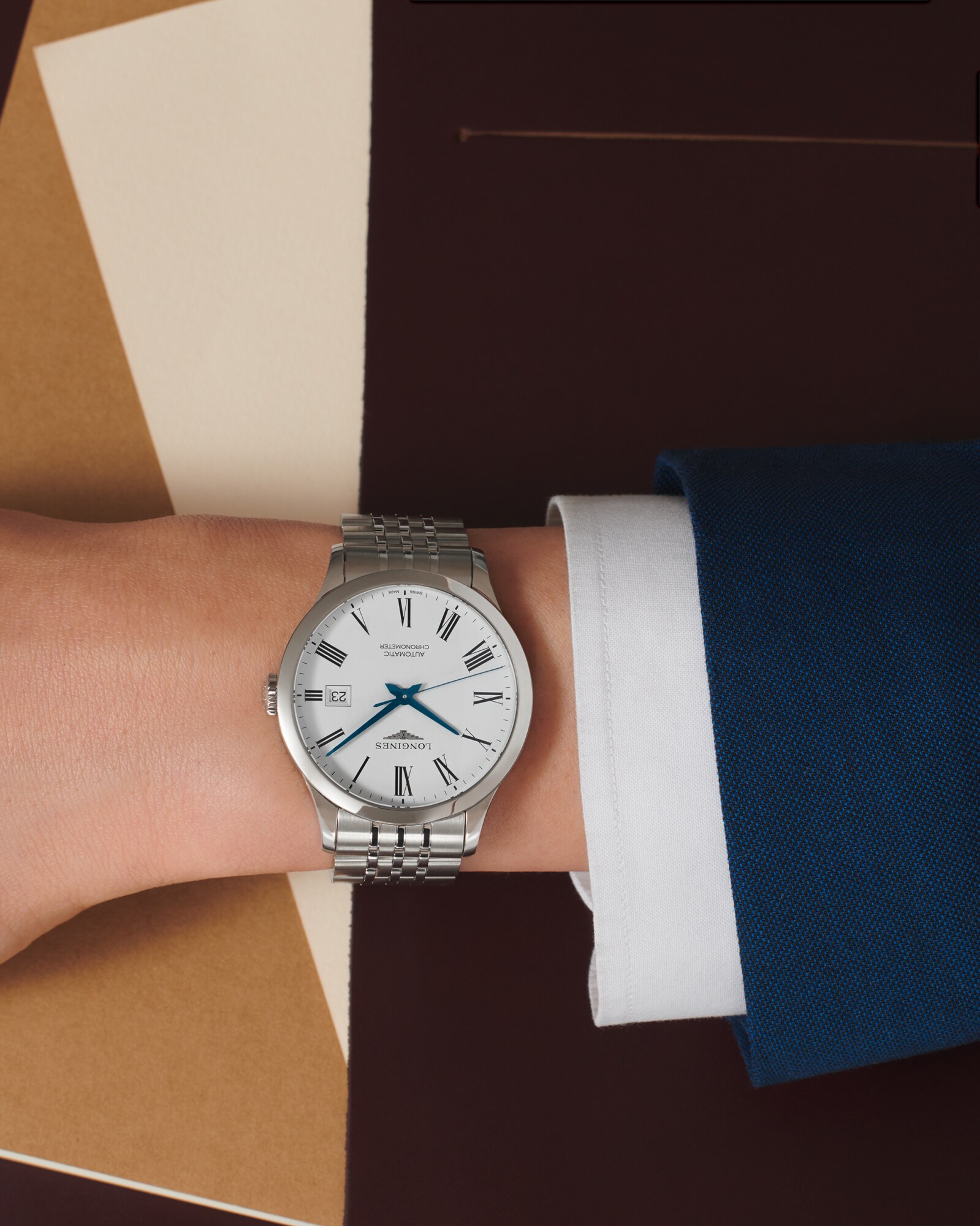 RECORD Automatic, Stainless Steel, White Matt Dial, Bracelet Watch