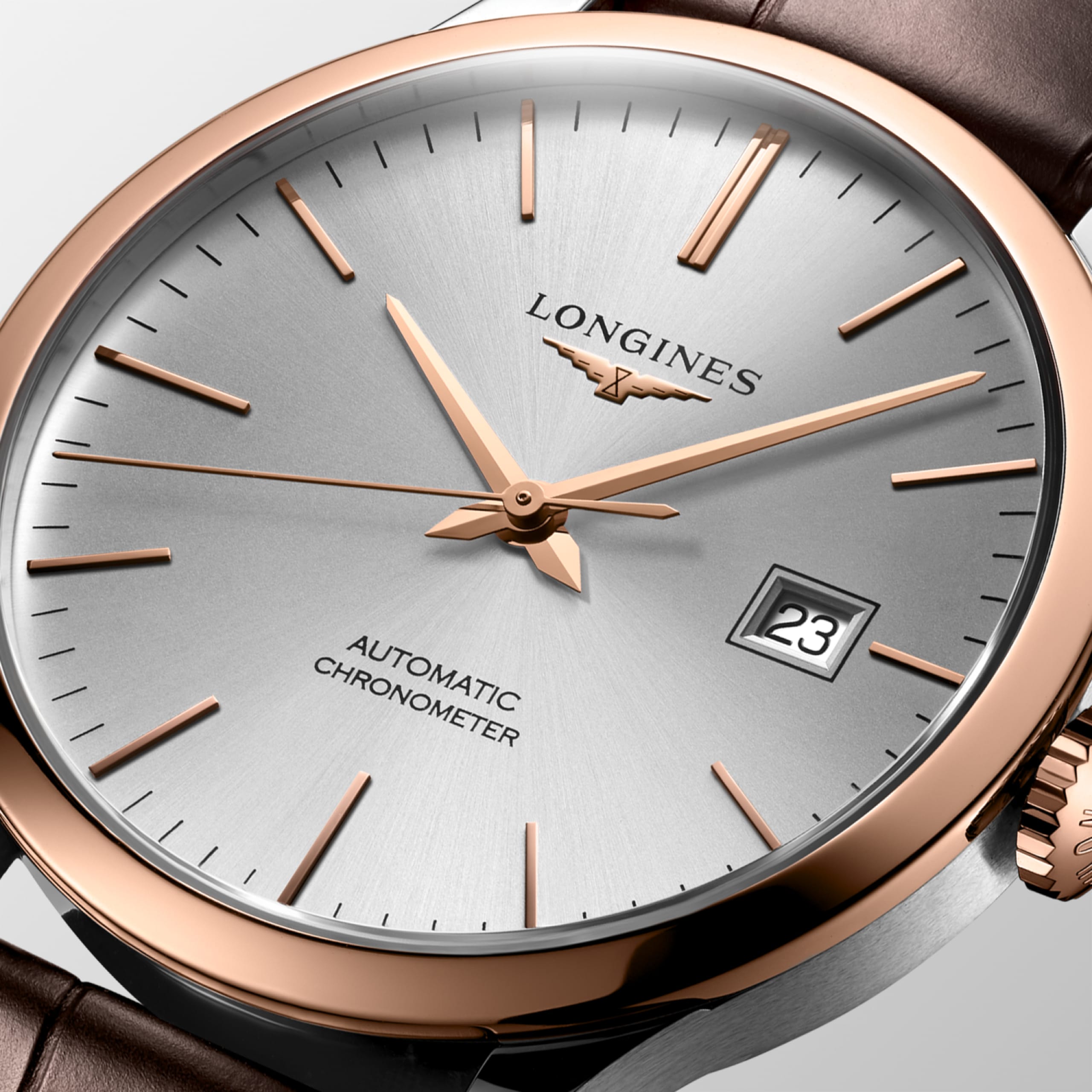 Longines RECORD Автоподзавод Нержавеющая сталь и 18 каратное розовое золото Watch - L2.821.5.72.2