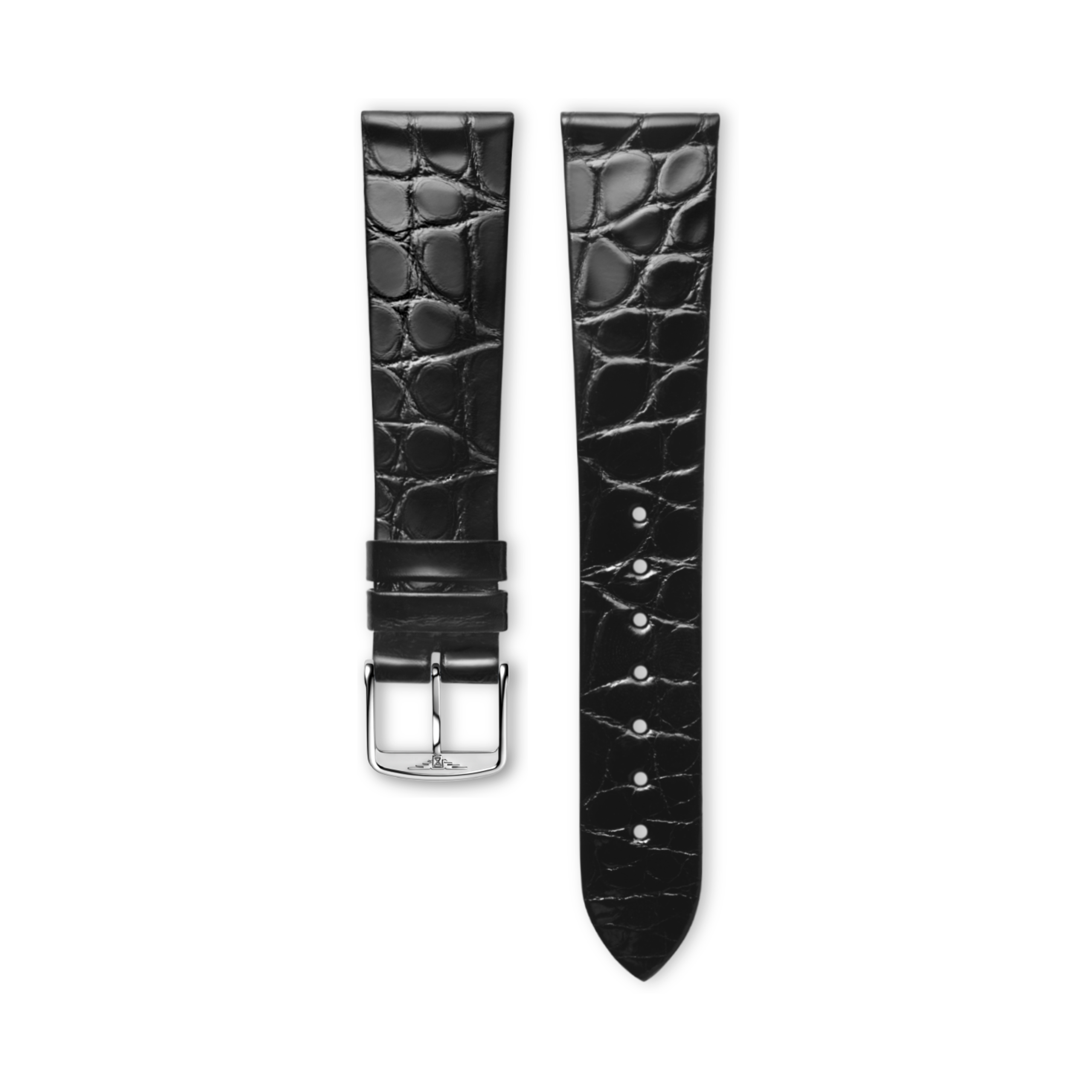 Longines Jasny czarny pasek z aligatora - 20.00 - Skóra - L682110120 - Strap with buckle