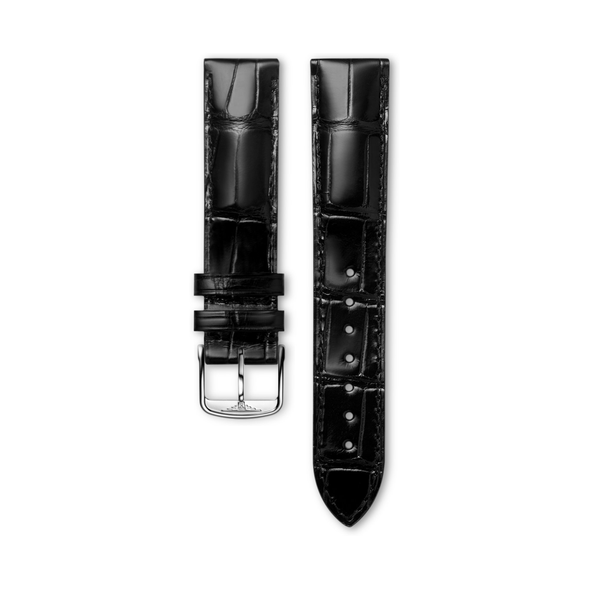 邦楽 Crystal Letos LAREINE Bright Black Alligator Strap 19mm | CL682110283 | LONGINES MASTER