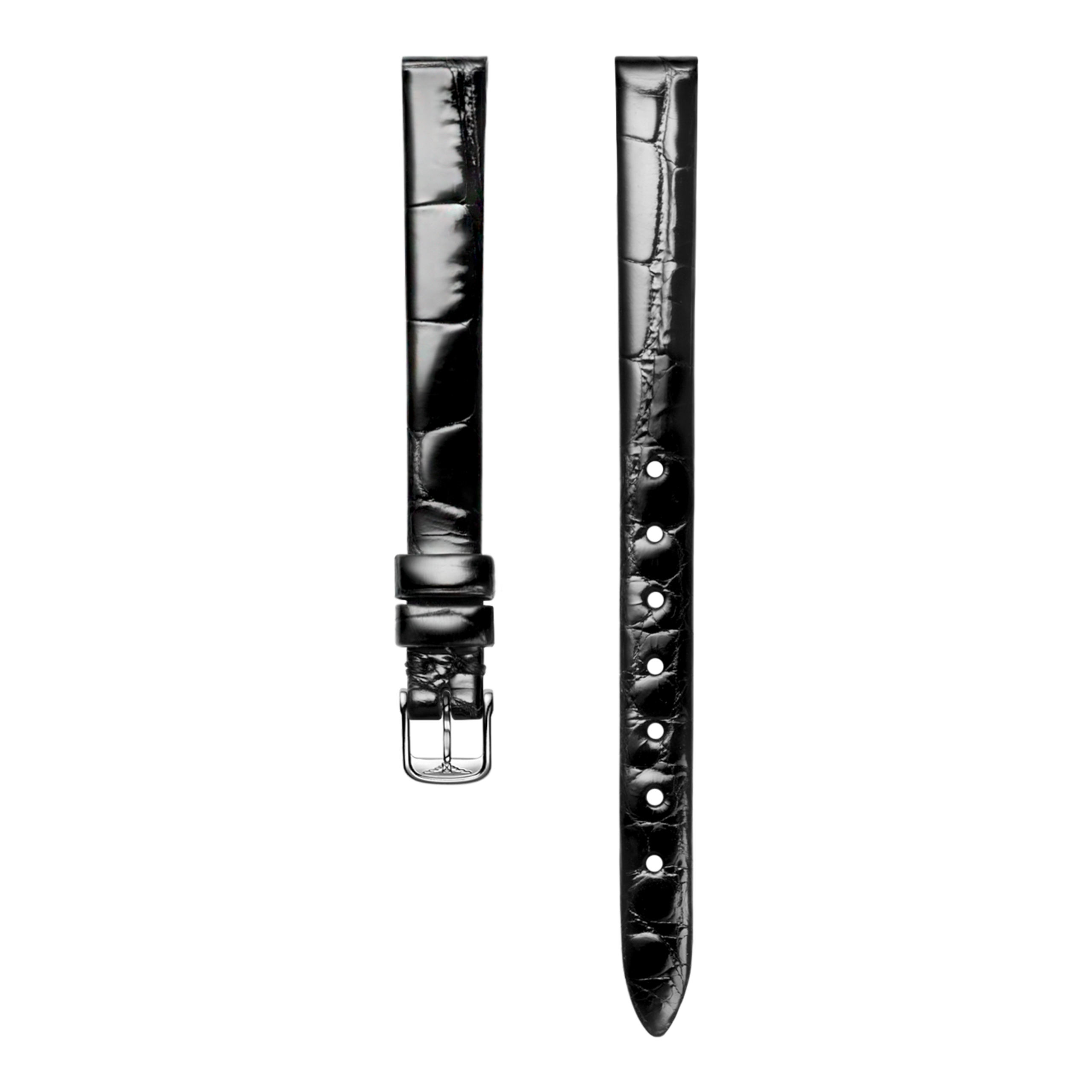Bright black alligator strap