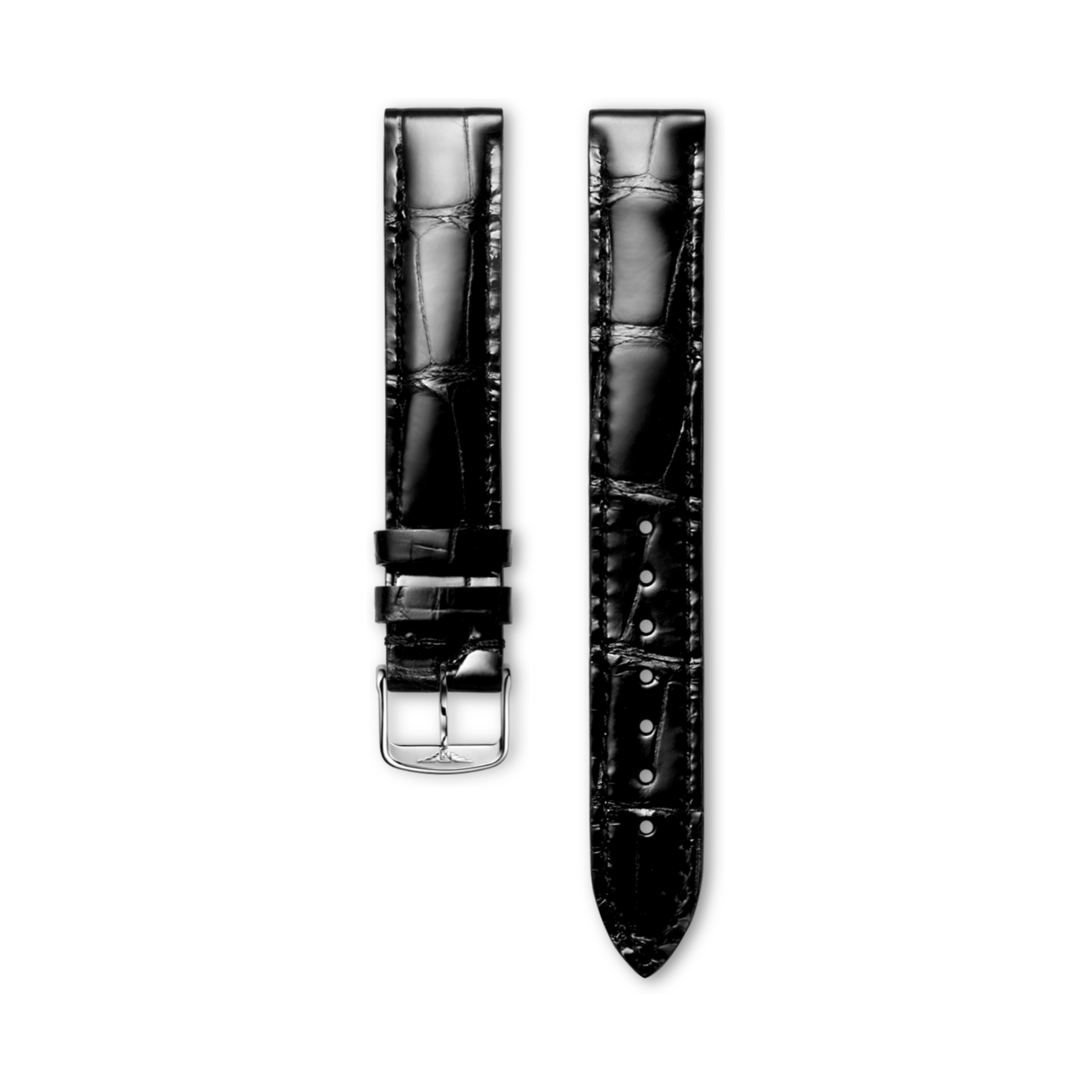 Longines Leuchtend schwarzes Alligatorlederarmband Strap - CL682113728