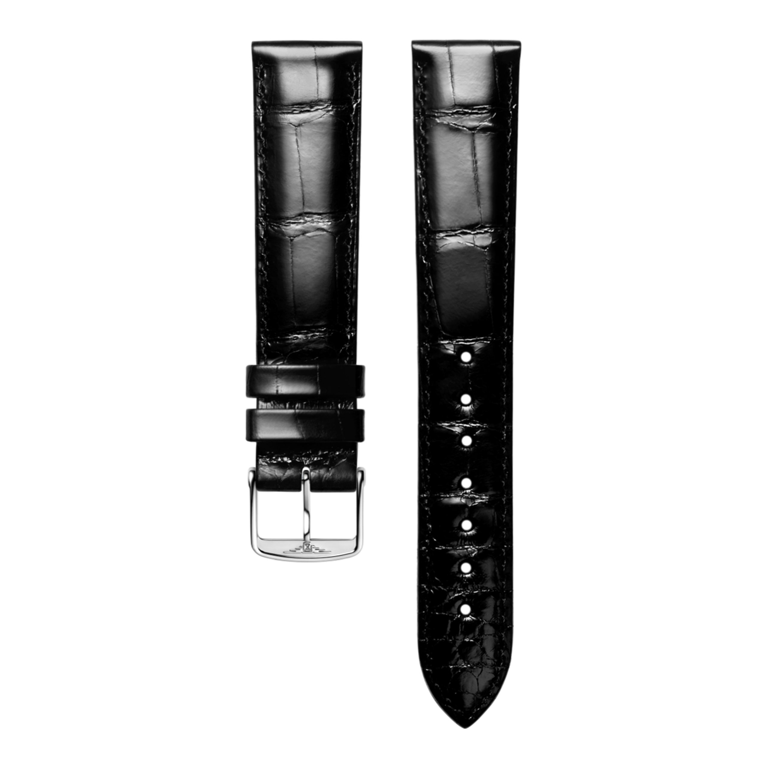 Bracelet en alligator noir brillant