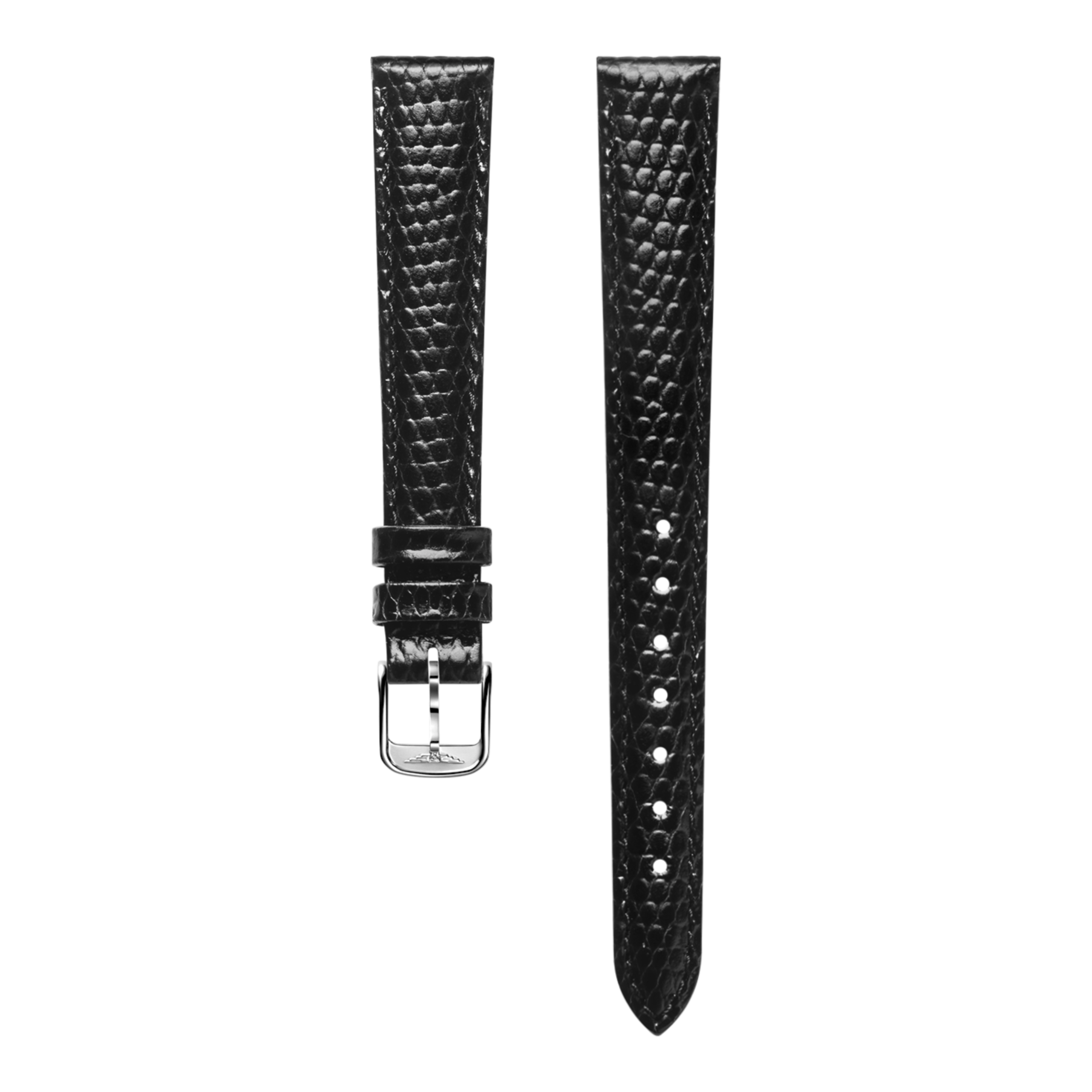 Bracelet en cuir grainé noir brillant imprimé lézard