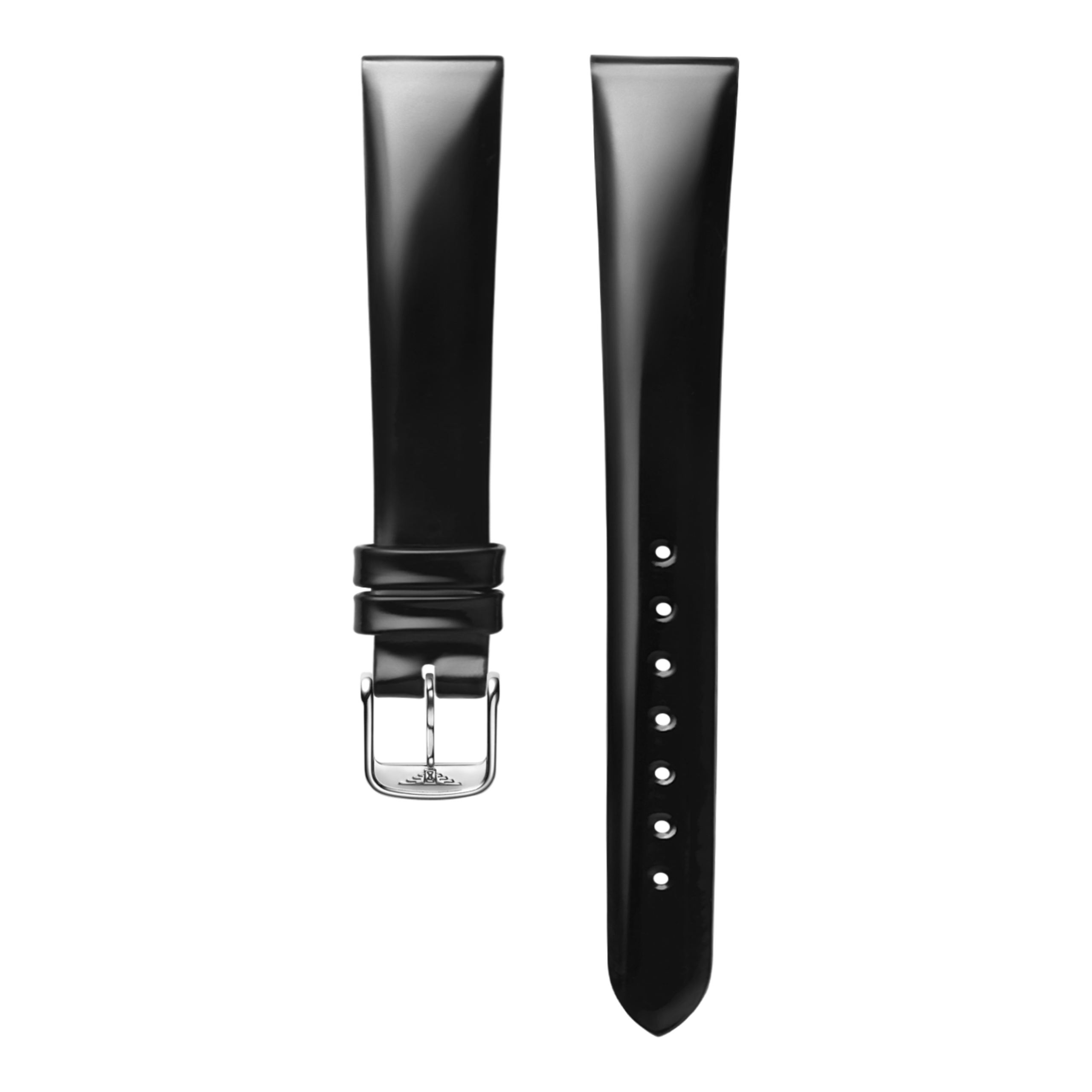 Bright black calf leather strap