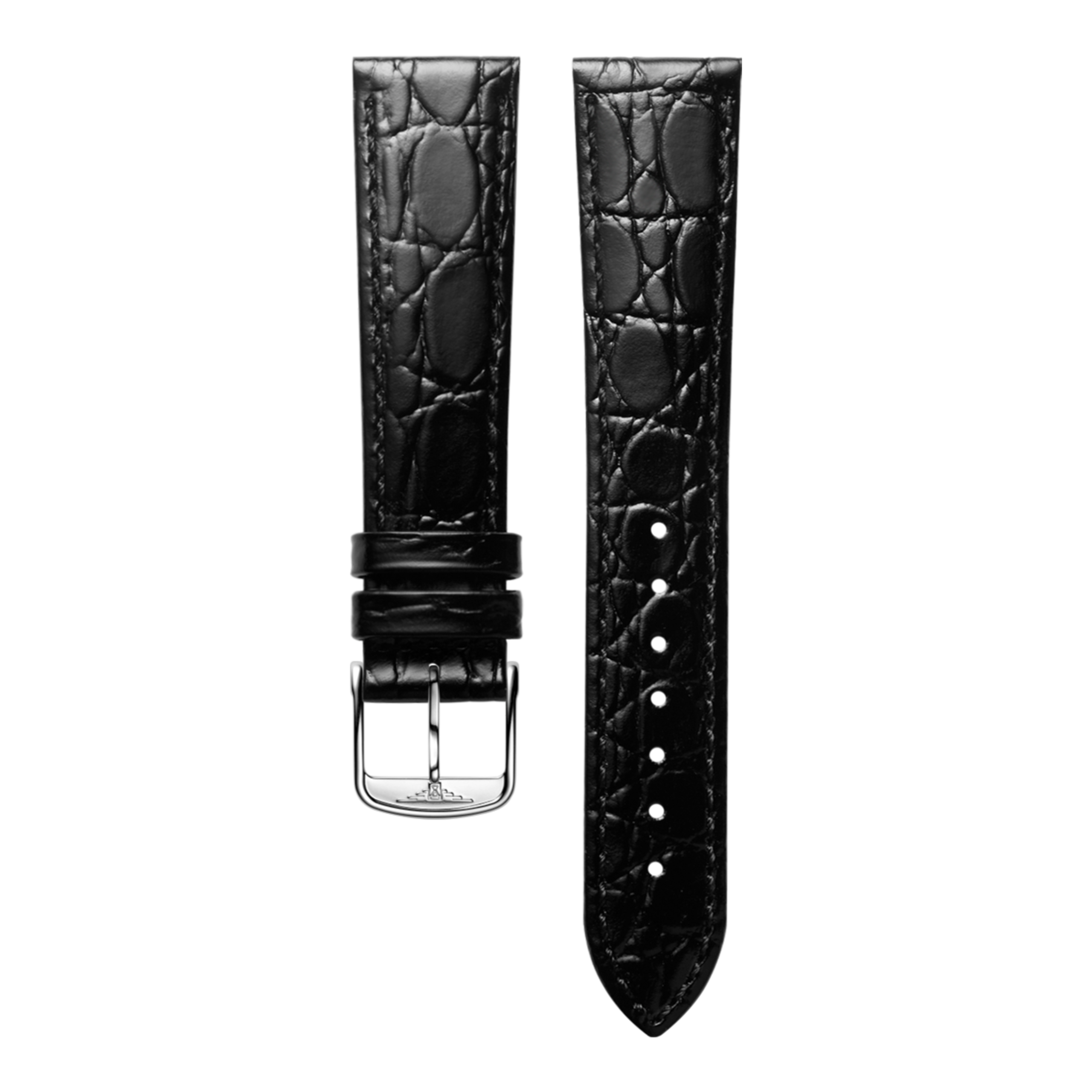 Φωτεινό μαύρο calf leather λουρί