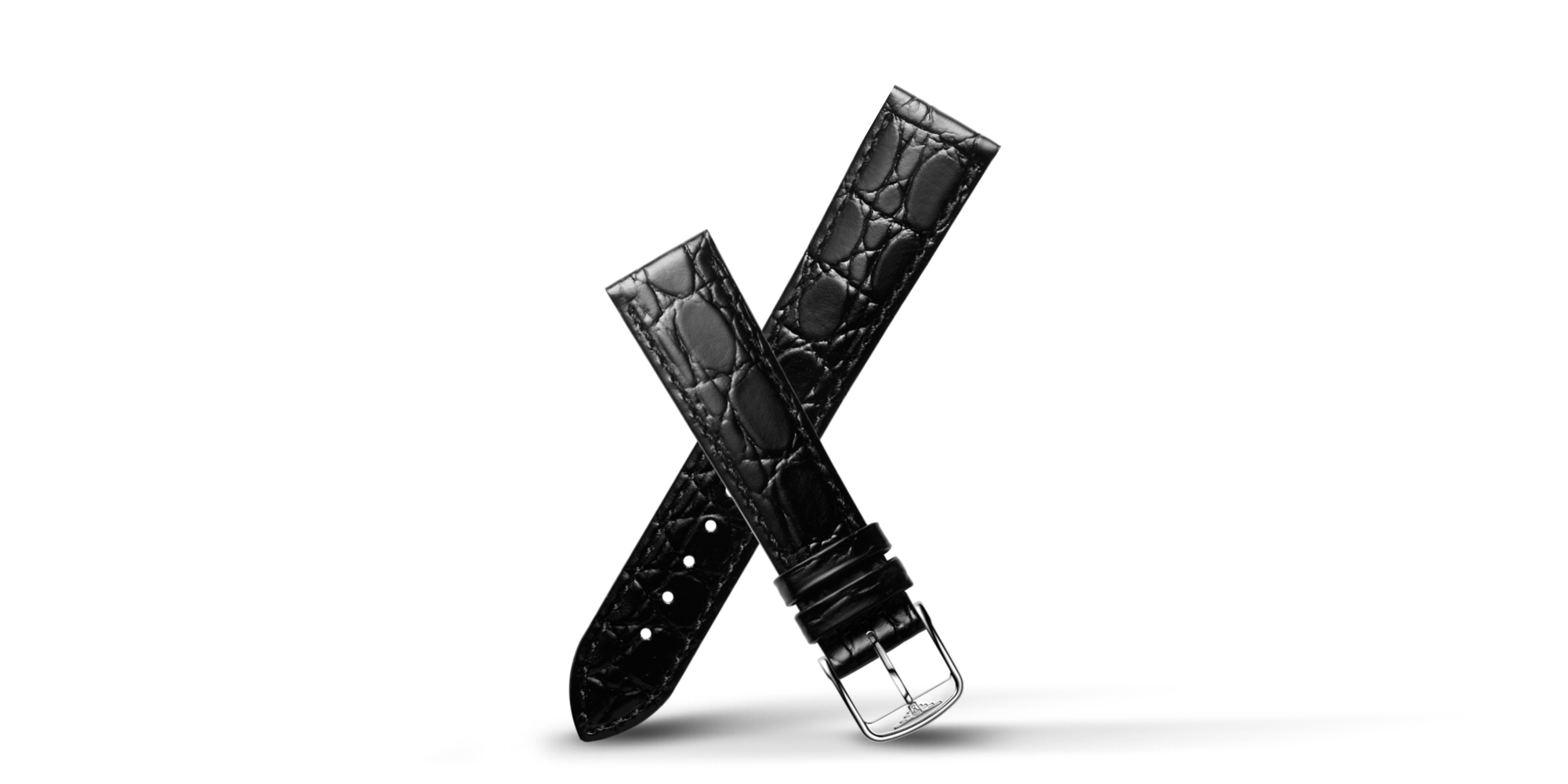 Bright black calf leather strap