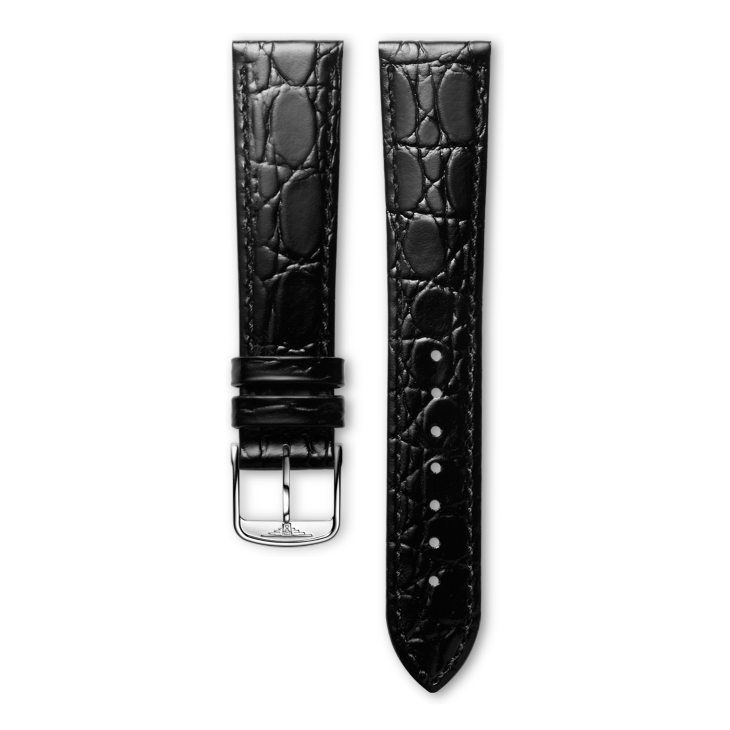 Bright black calf leather strap