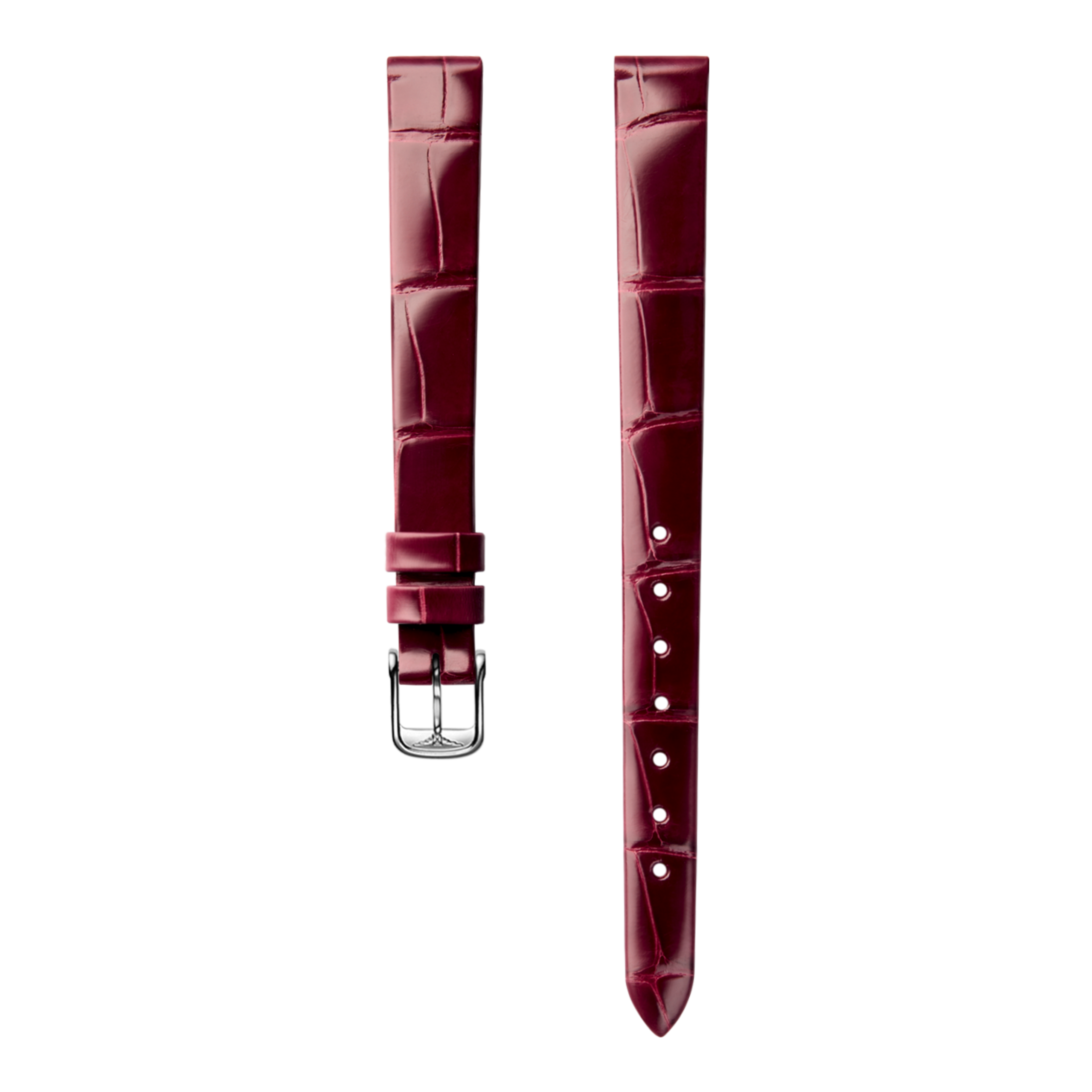 Bracelet en alligator bordeaux brillant
