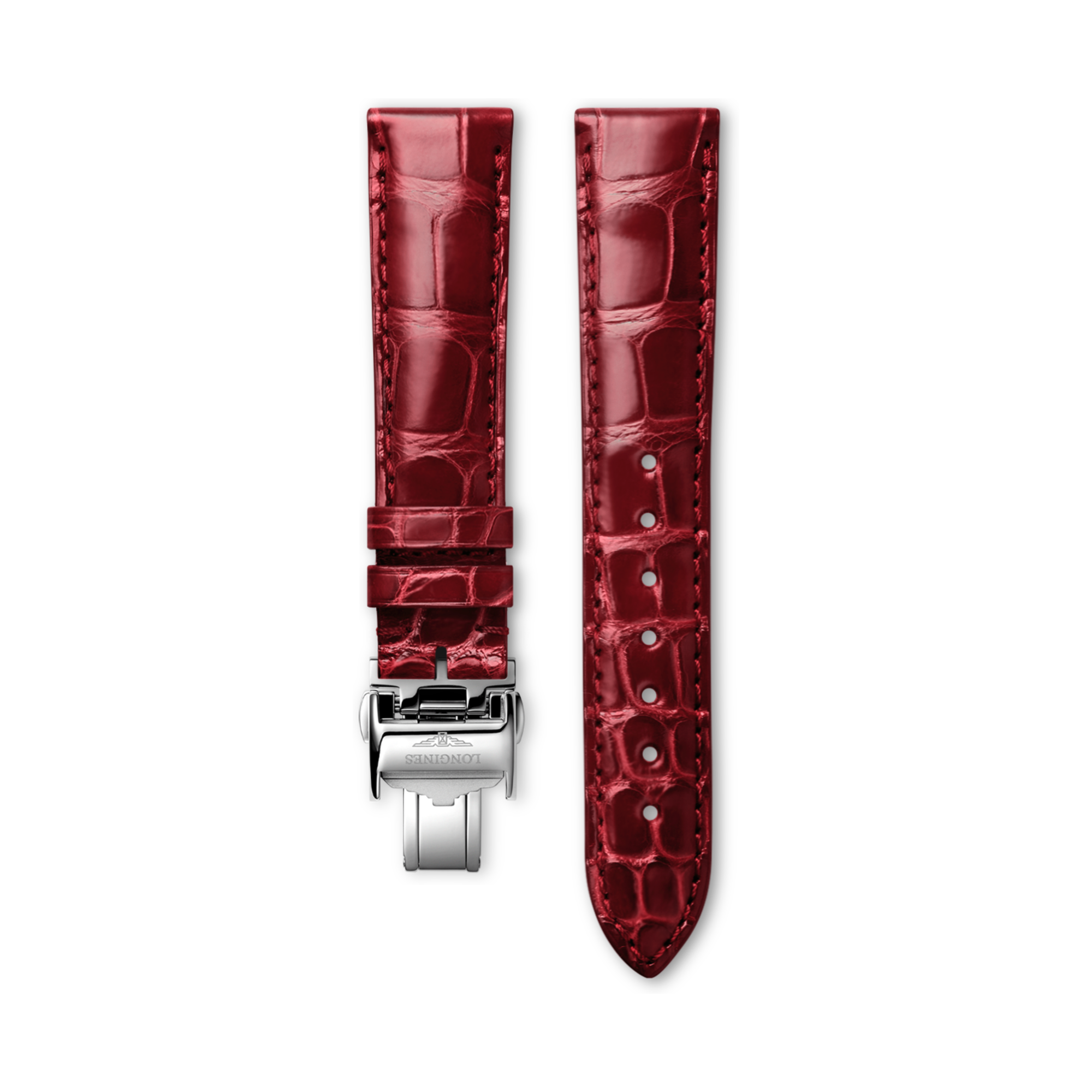 Bright Red Alligator Strap CL682164444, 18mm, LONGINES MASTER