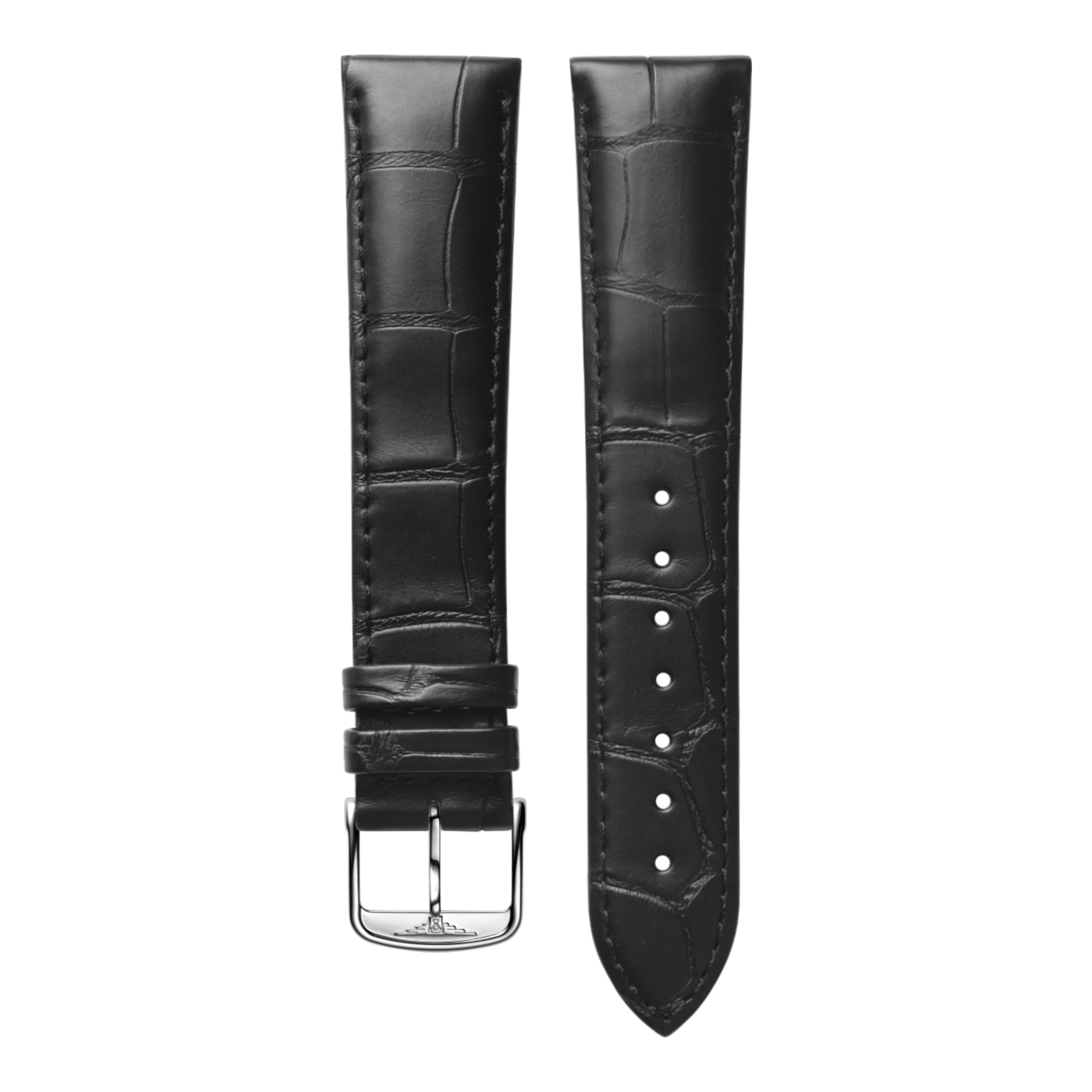 Matt black alligator strap