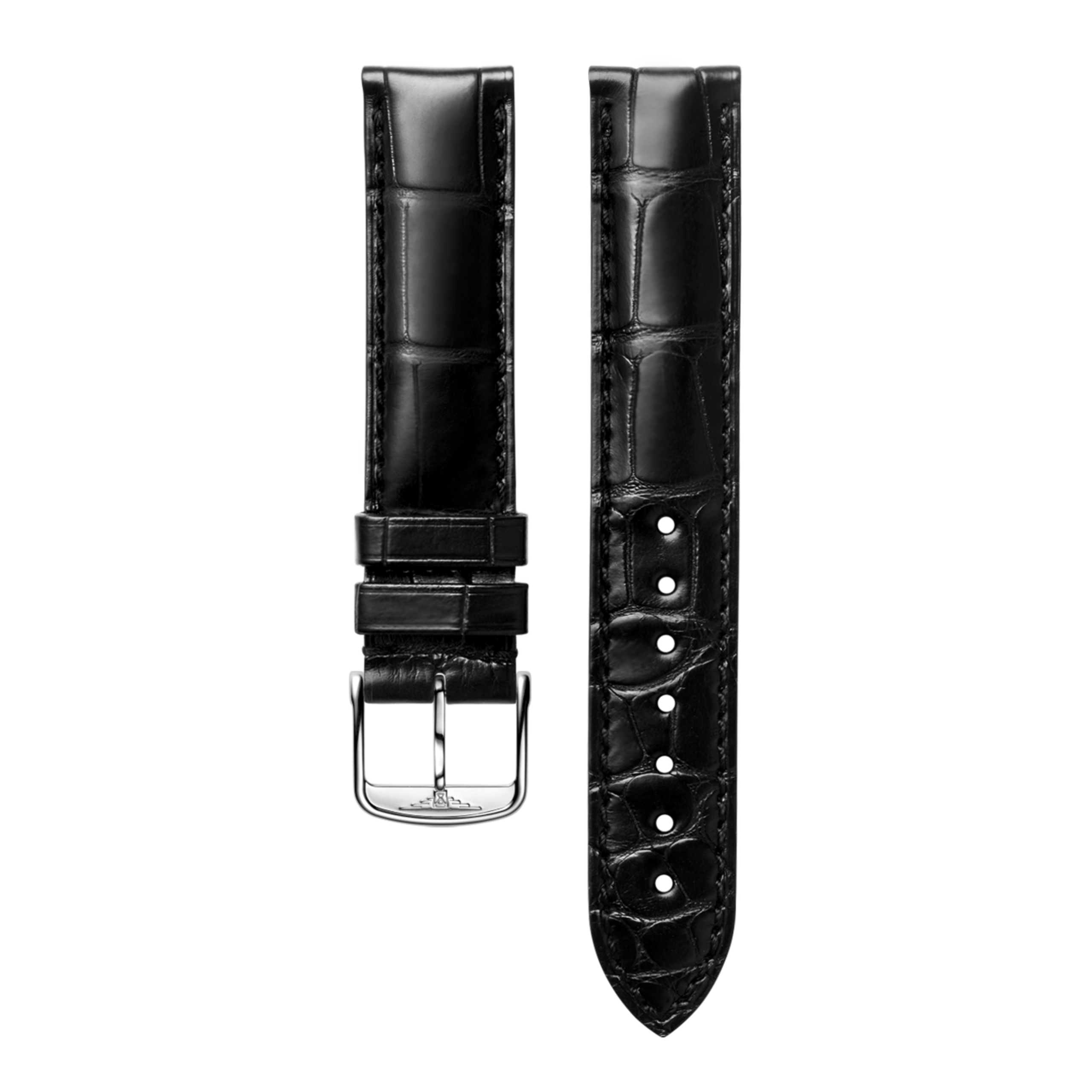 Bracelet en alligator noir mat