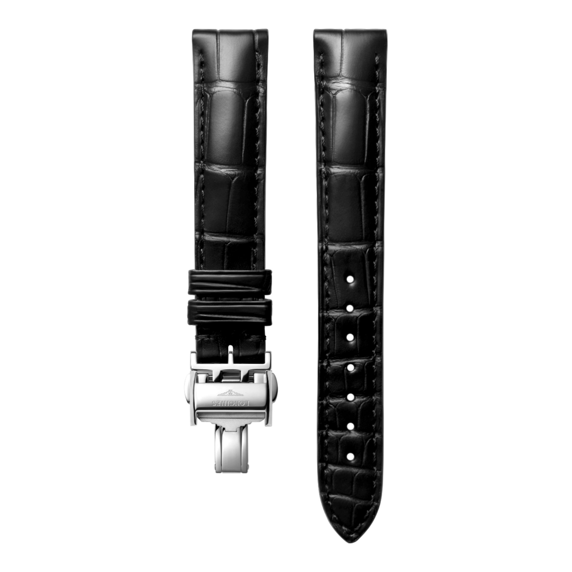 Matt Black Alligator Strap Cl682152089, 15cm, RECORD | LONGINES