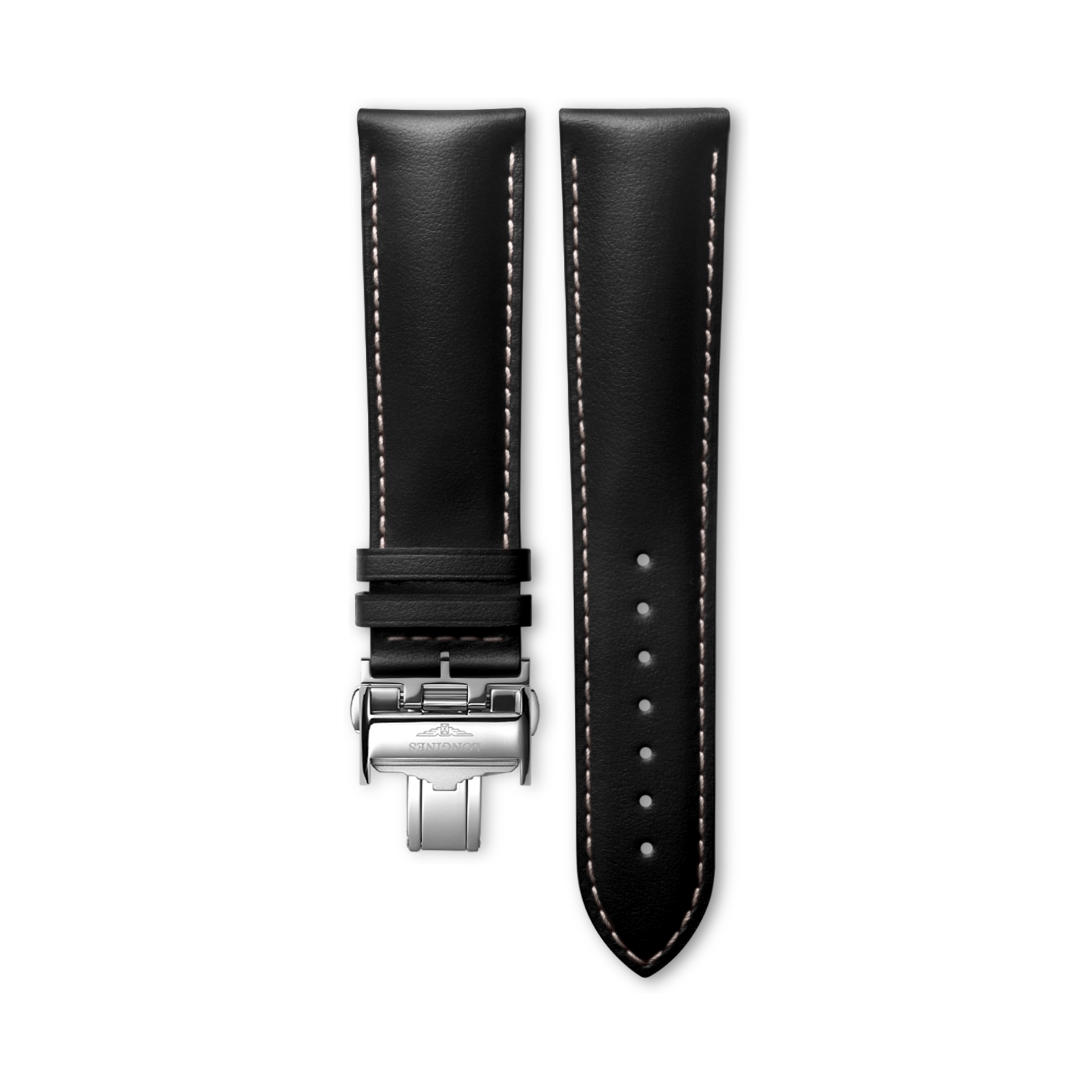 Longines Czarny pasek ze skóry cielęcej w macie - 22.00 - Skóra - L682150255 - Strap with buckle