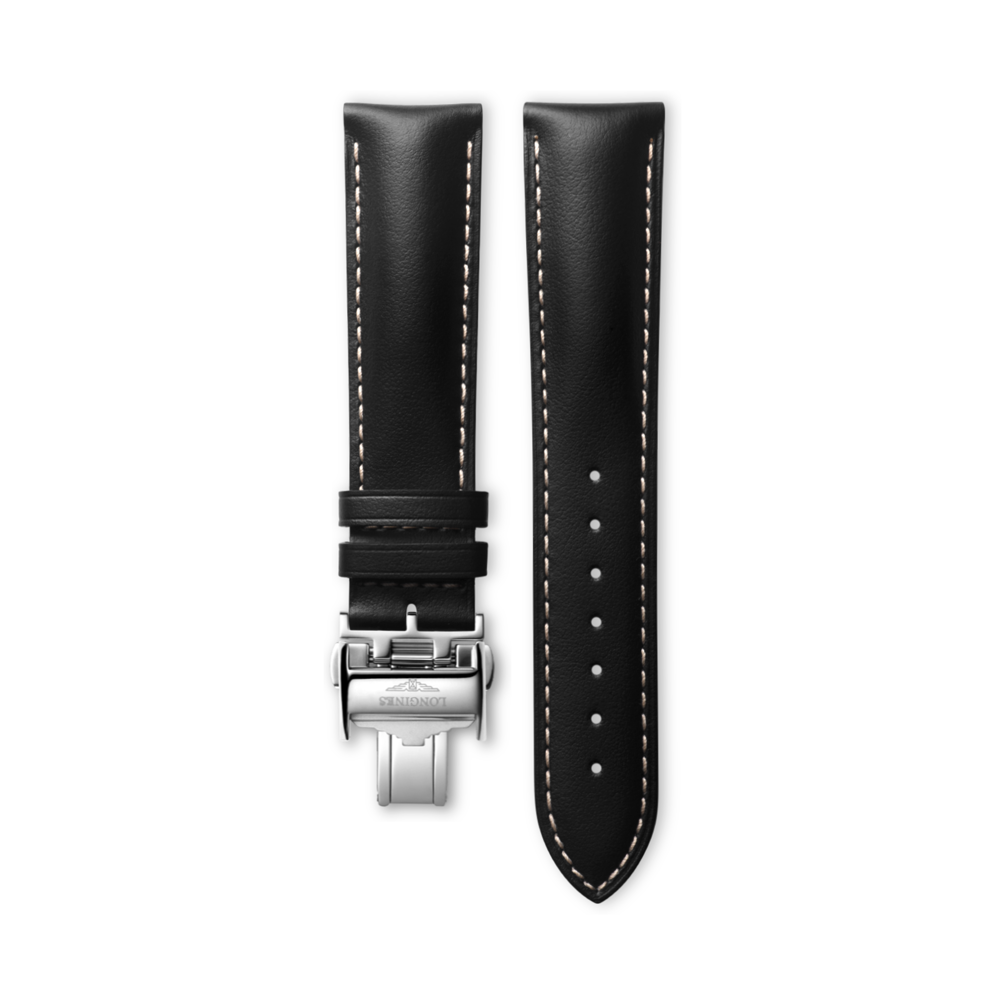 GIVENCHY LONGINES  YSL カフス タイピン Matt Black Calf Leather Strap 20mm | Cl682159967 | CONQUEST V.H.P.