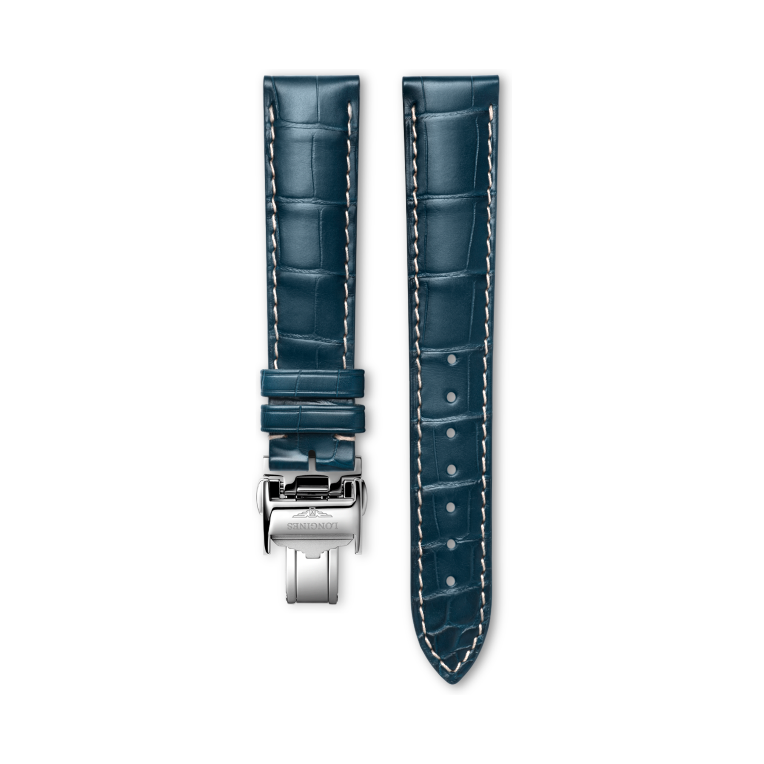 Longines Niebieski pasek z aligatora w macie - 18.00 - Skóra - L682164038 - Strap with buckle
