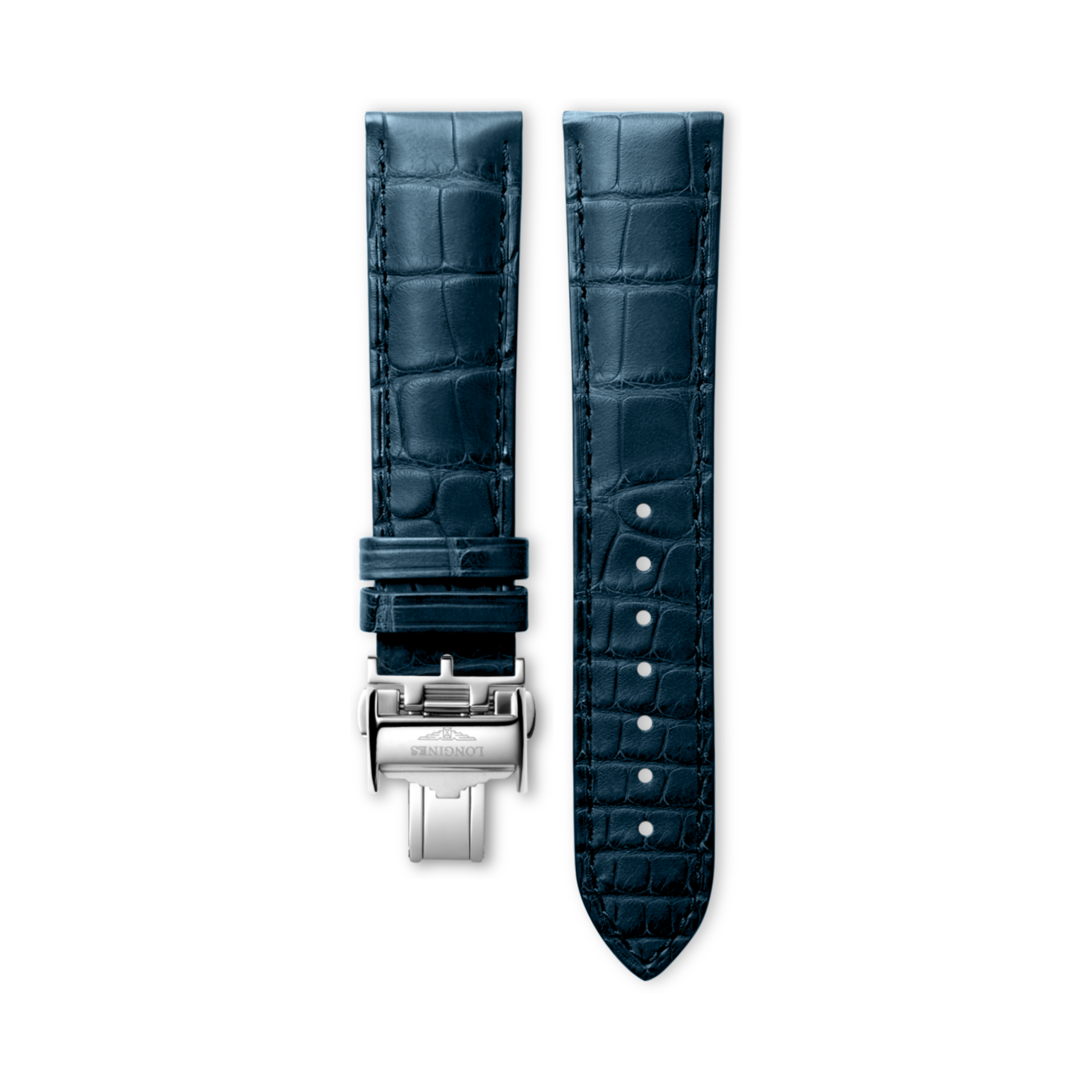 Longines Niebieski pasek z aligatora w macie - 21.00 - Skóra - L682167063 - Strap with buckle