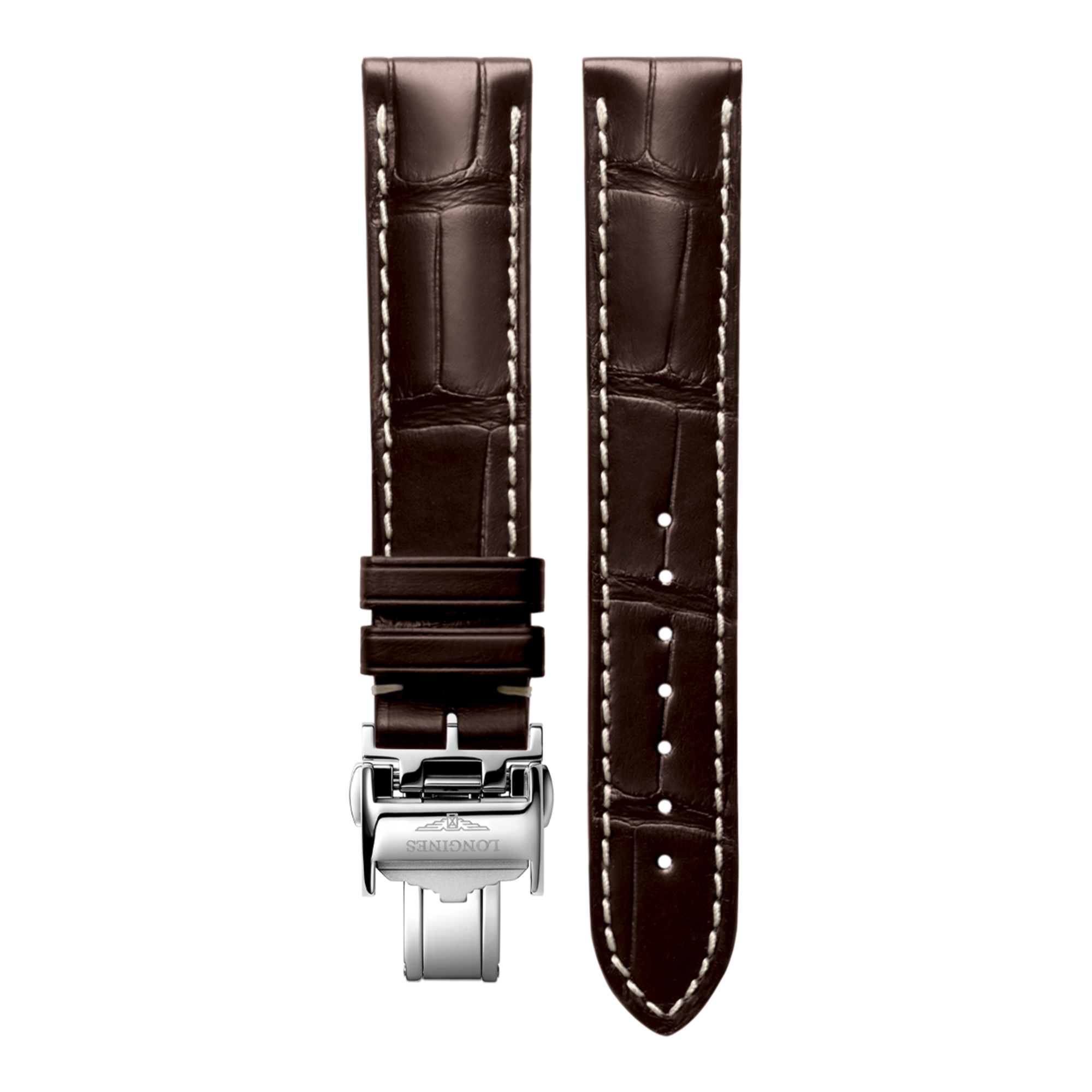 ★未開封新品★LONGINES マットブラウン カーフレザー ストラップ セミマットブラウン カーフレザー ストラップ CL682160588, 22cm