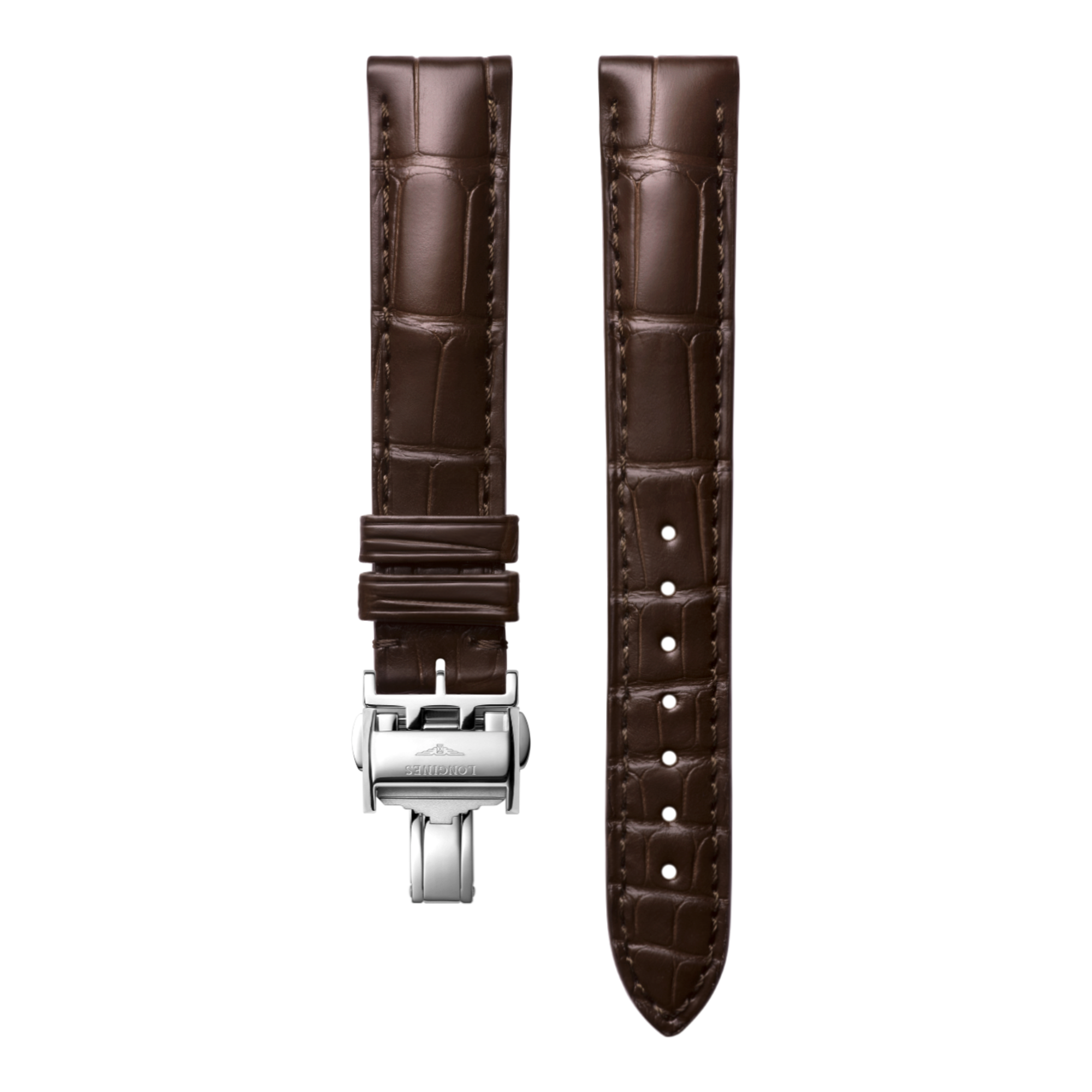 【美品】LONGINES アリゲーター革 レザーベルト 21mm strap-matt-brown-alligator-