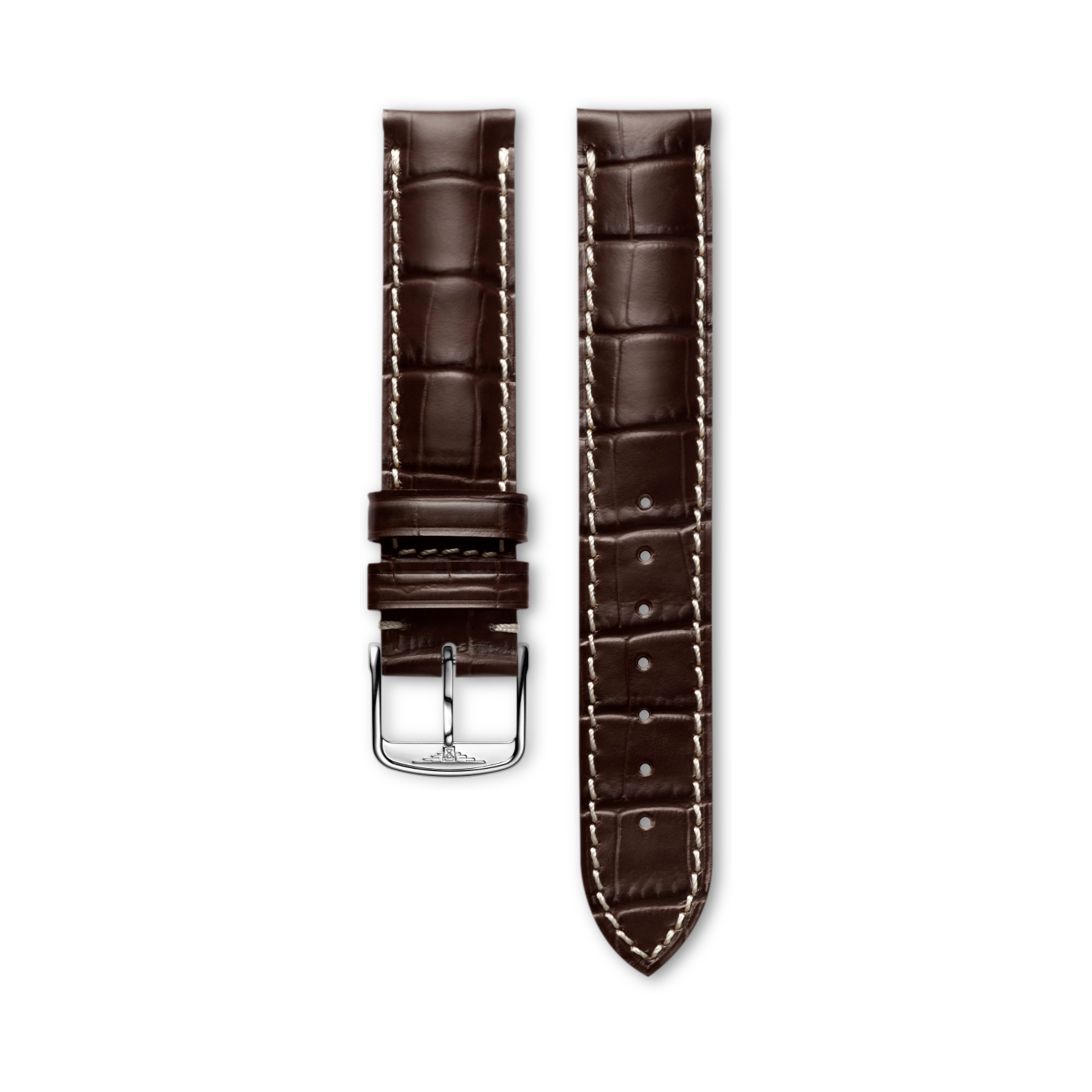 Longines Brązowy pasek ze skóry cielęcej w macie - 18.00 - Skóra - L682113297 - Strap with buckle