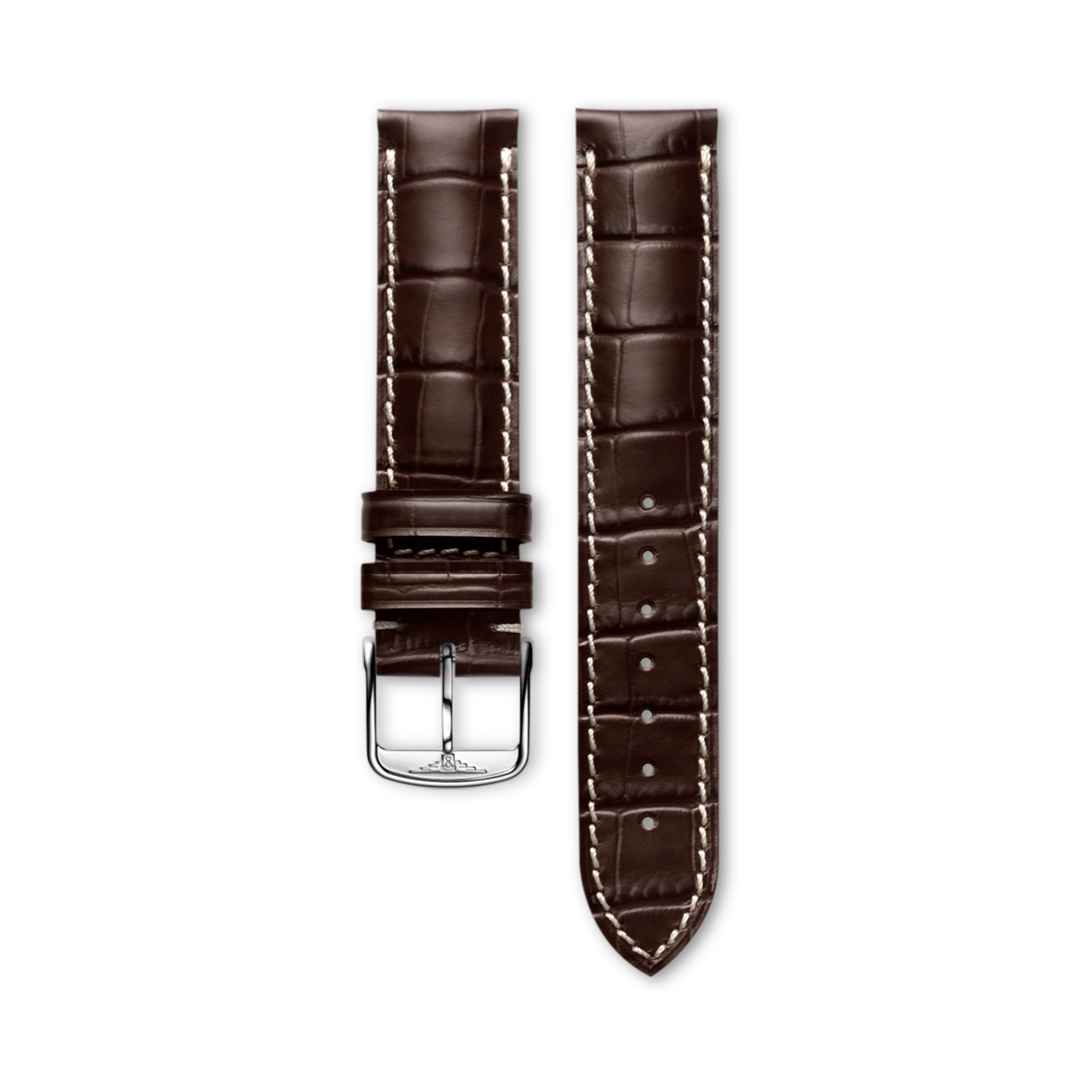 Longines Brązowy pasek ze skóry cielęcej w macie - 19.00 - Skóra - L682113443 - Strap with buckle