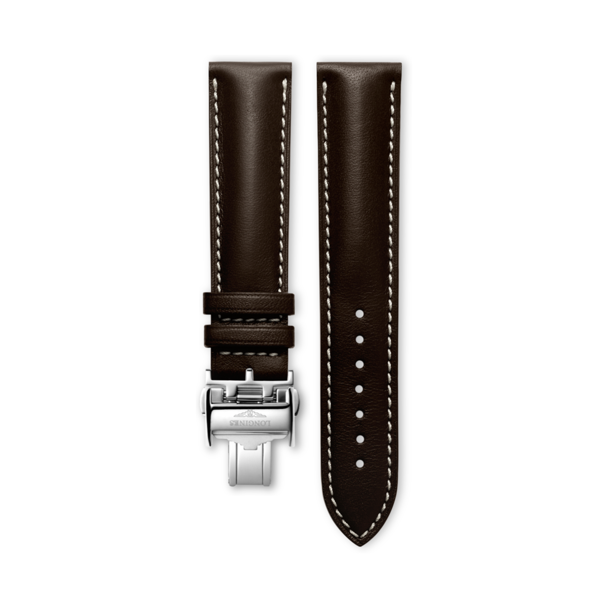 Longines Matowy pasek z barwionej na brązowo skóry cielęcej - 20.00 - Skóra - L682123758 - Strap with buckle