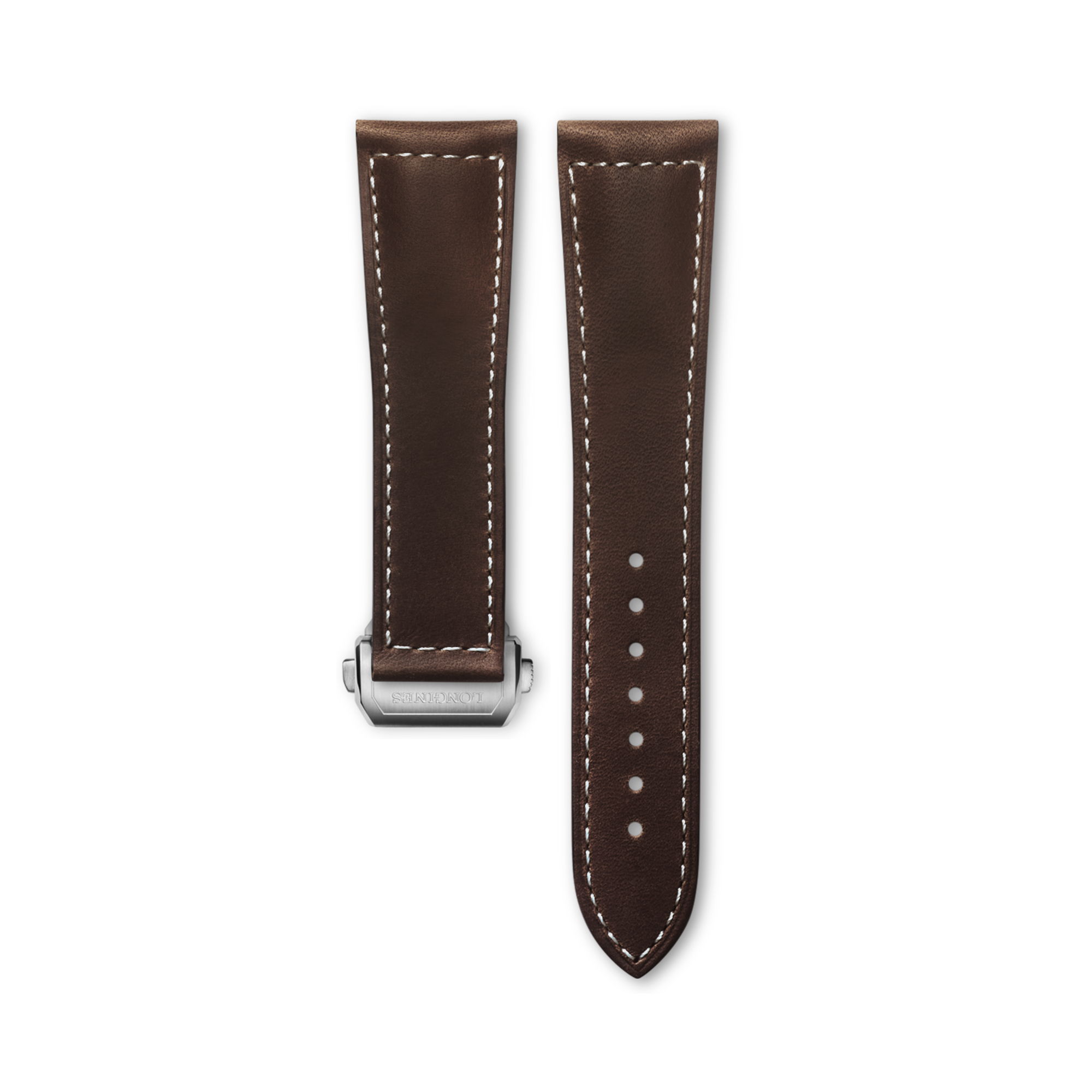 Matt Brown Calf Leather Strap CL682165903, 22mm, LONGINES SPIRIT