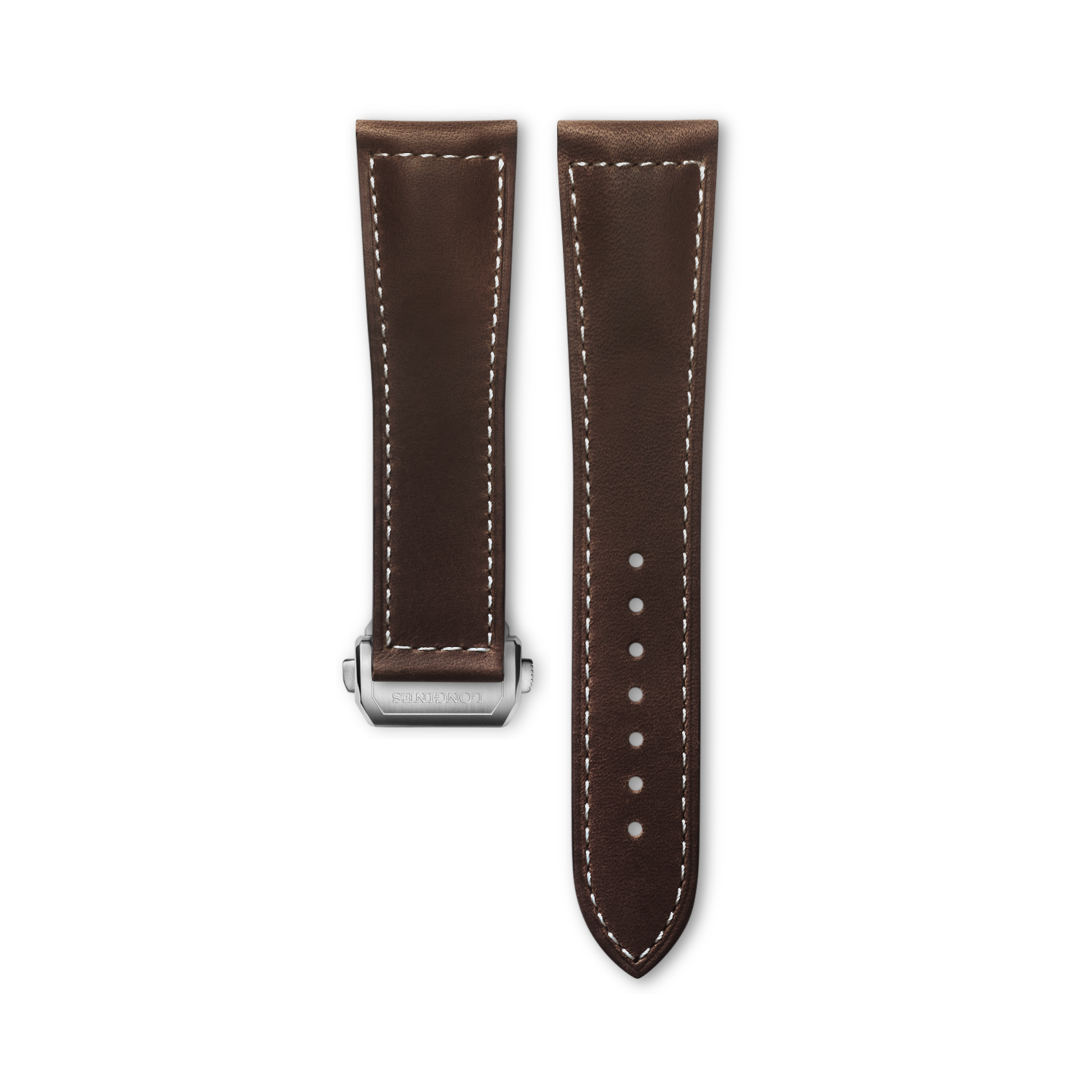 Longines Matowy pasek z barwionej na brązowo skóry cielęcej - 22.00 - Skóra - L682165922 - Strap with buckle