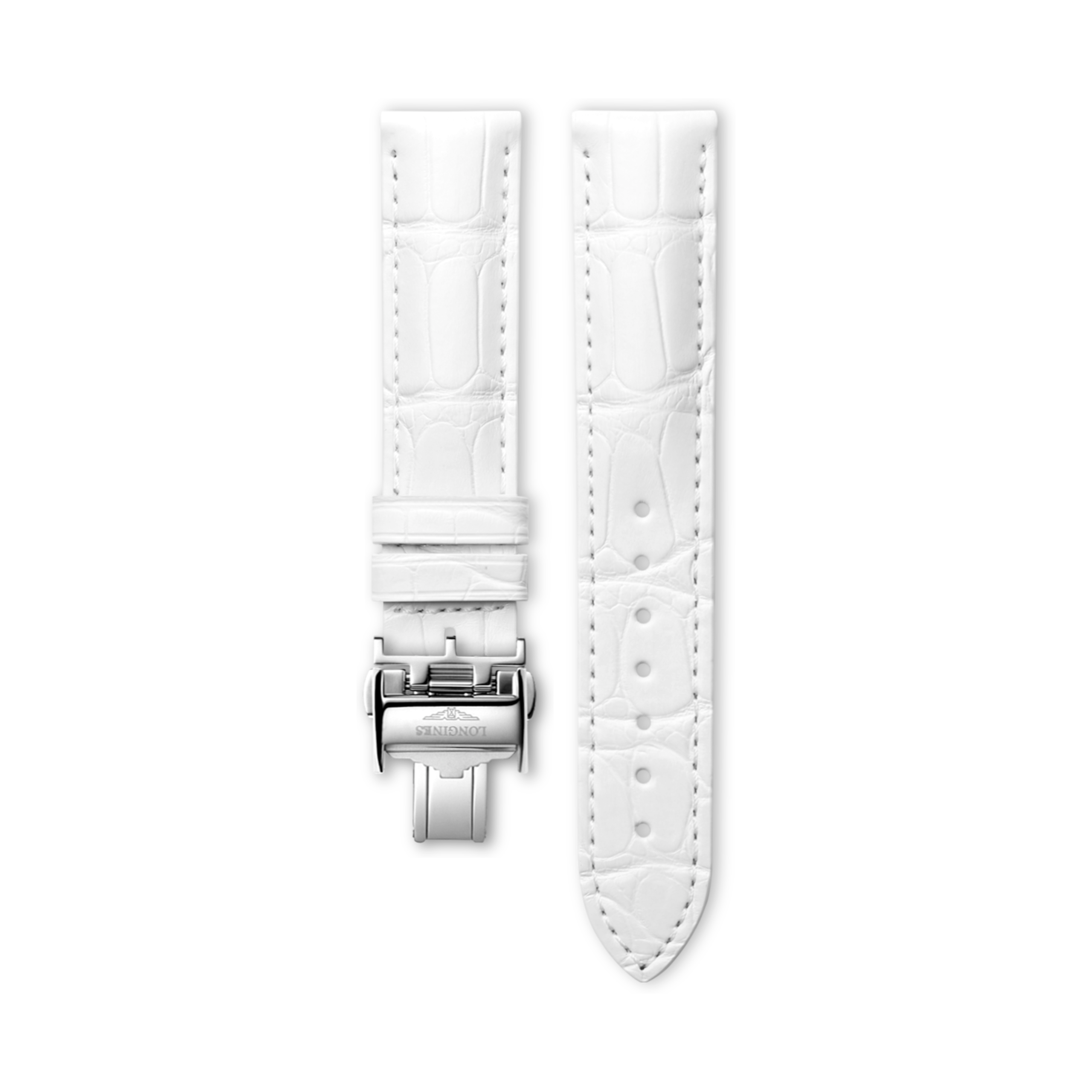 Longines Biały pasek z aligatora w macie - 19.00 - Skóra - L682121423 - Strap with buckle