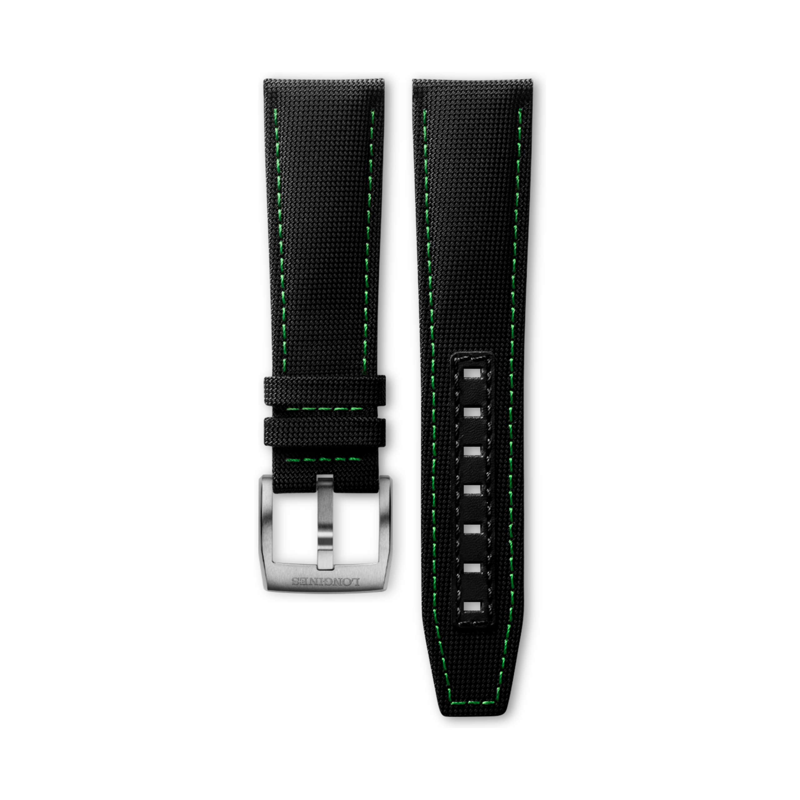 Longines Półmatowy czarny syntetyczny nylonowy - 22.00 - Syntetyczny - L682166409 - Strap with buckle