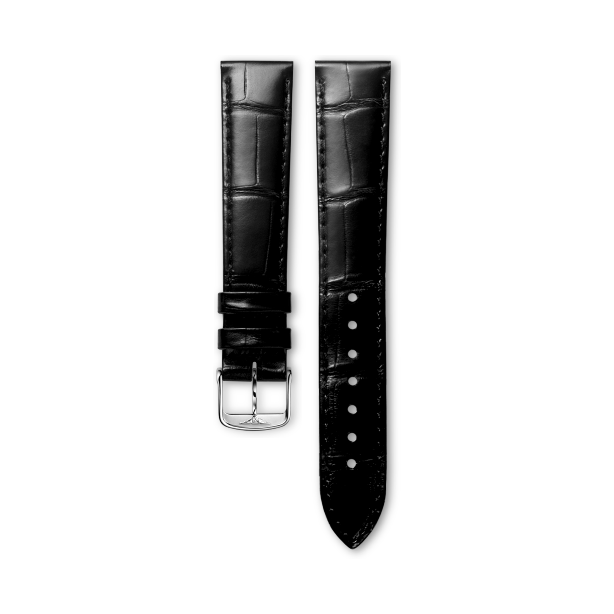 Longines Halbmattes schwarzes Alligatorlederarmband Strap - CL682169723