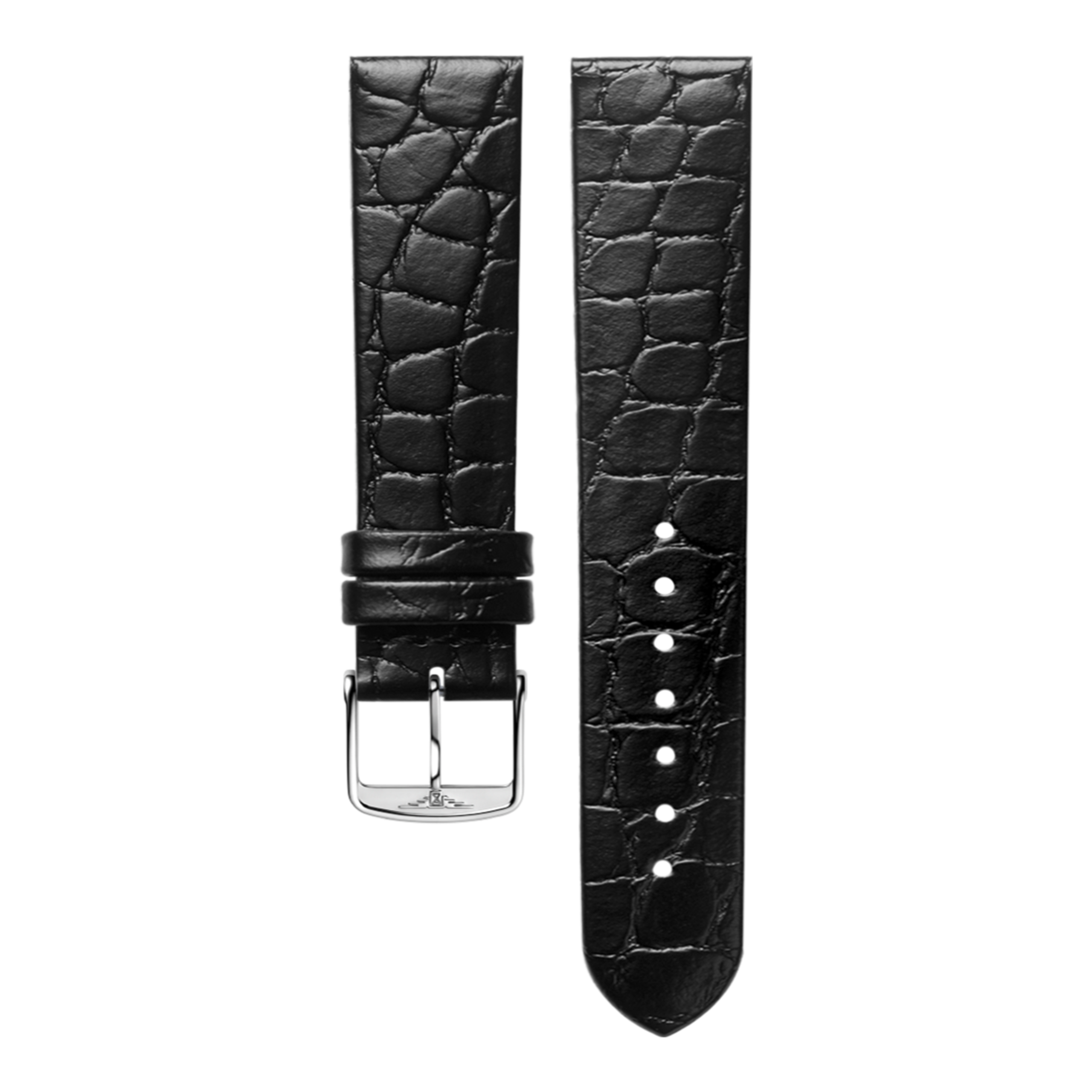 Semi matt black calf leather strap