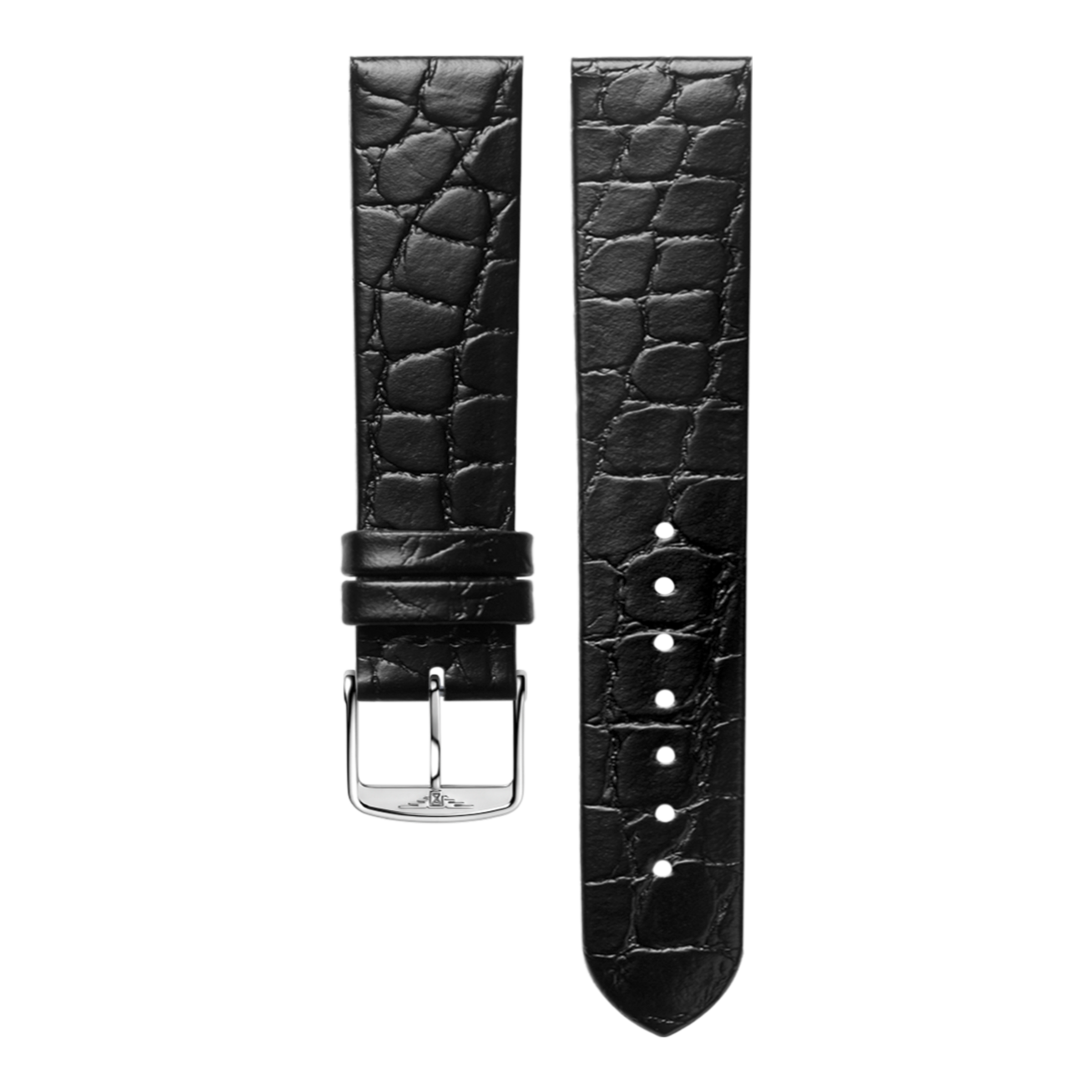 Semi matt black calf leather strap