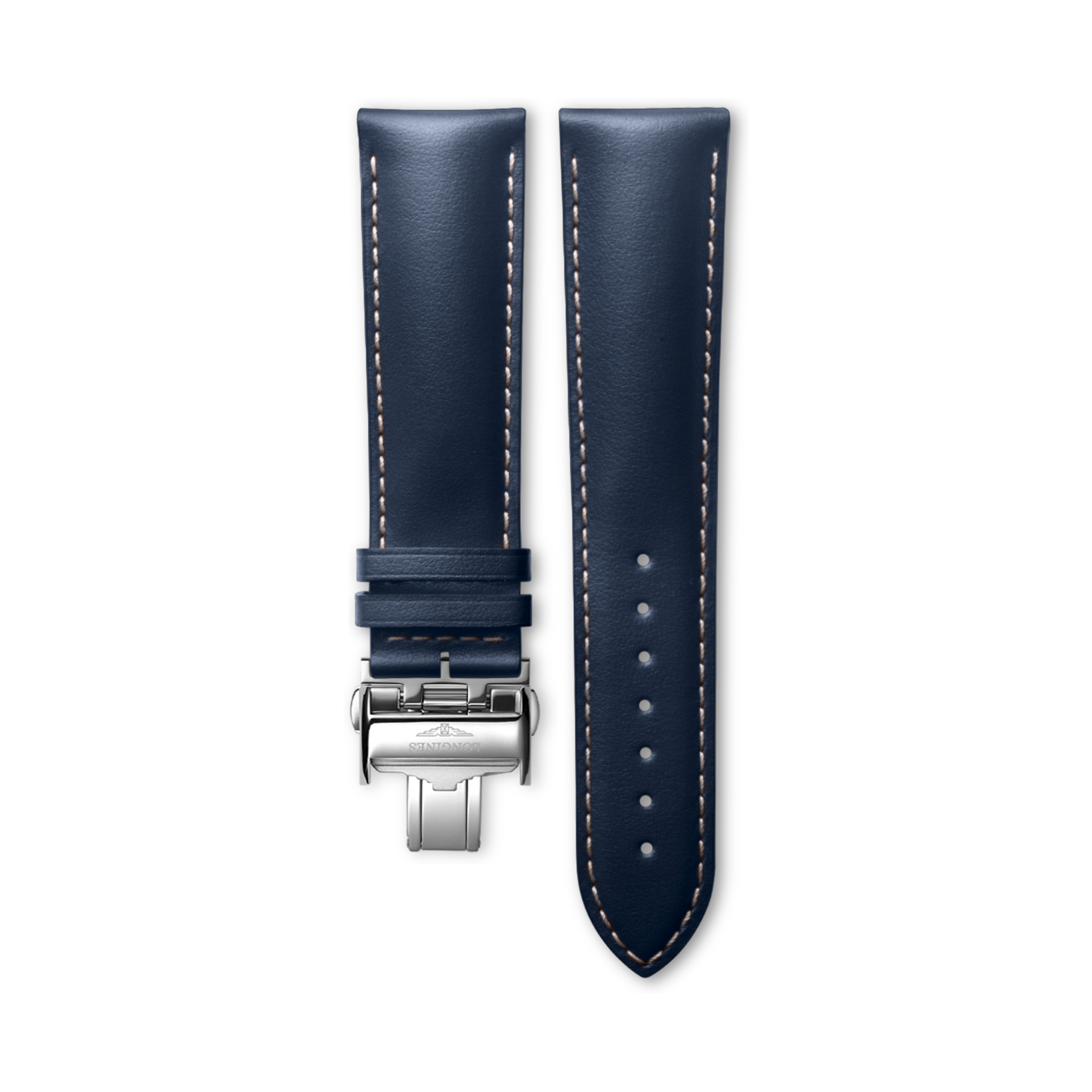 Longines Semi matt blue calf leather strap - L682159961 & L639119748