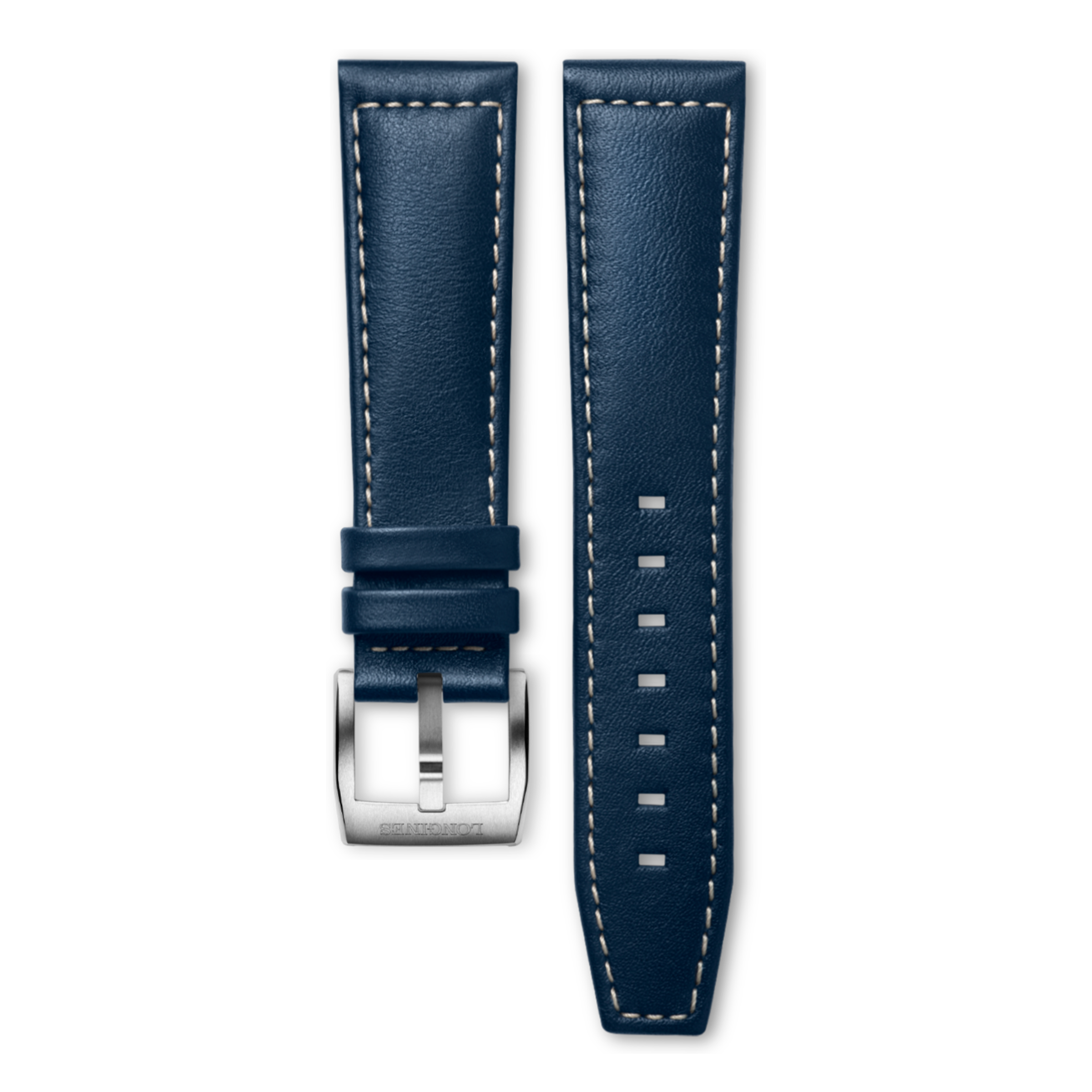 Semi matt blue calf leather strap