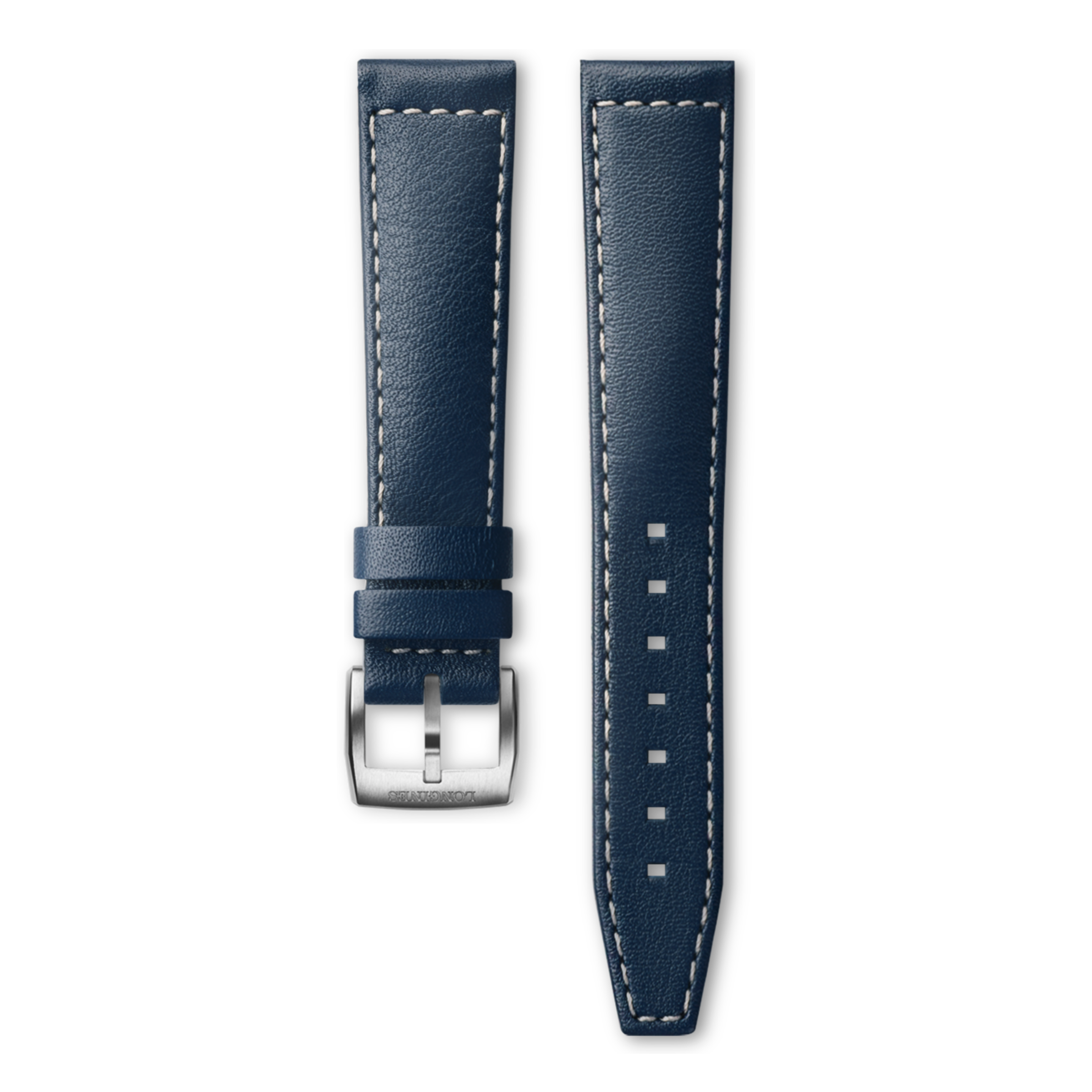 Semi matt blue calf leather strap