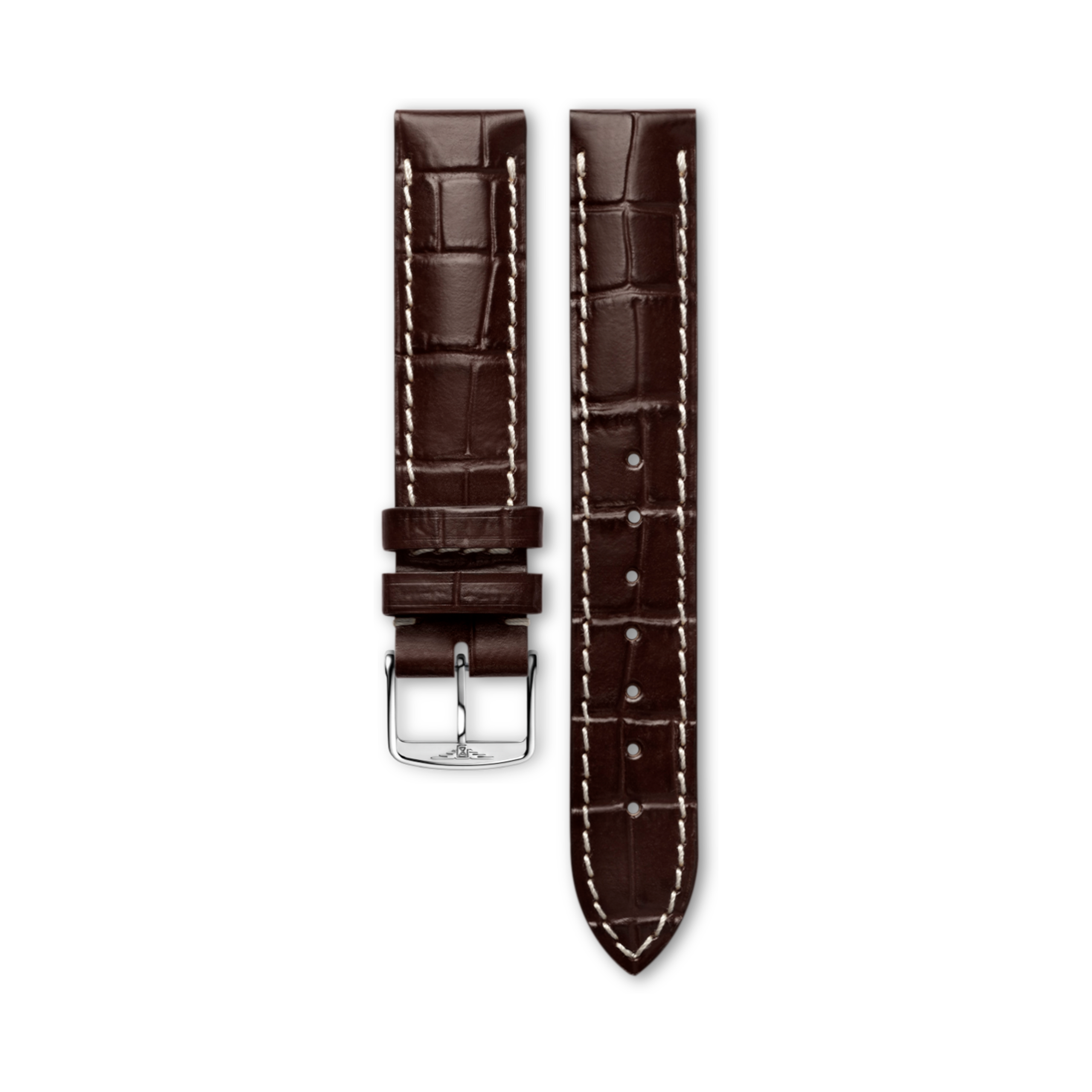 Longines Semi matt brown alligator leather strap - 16.00 - Leather - L682106279 - Strap with buckle