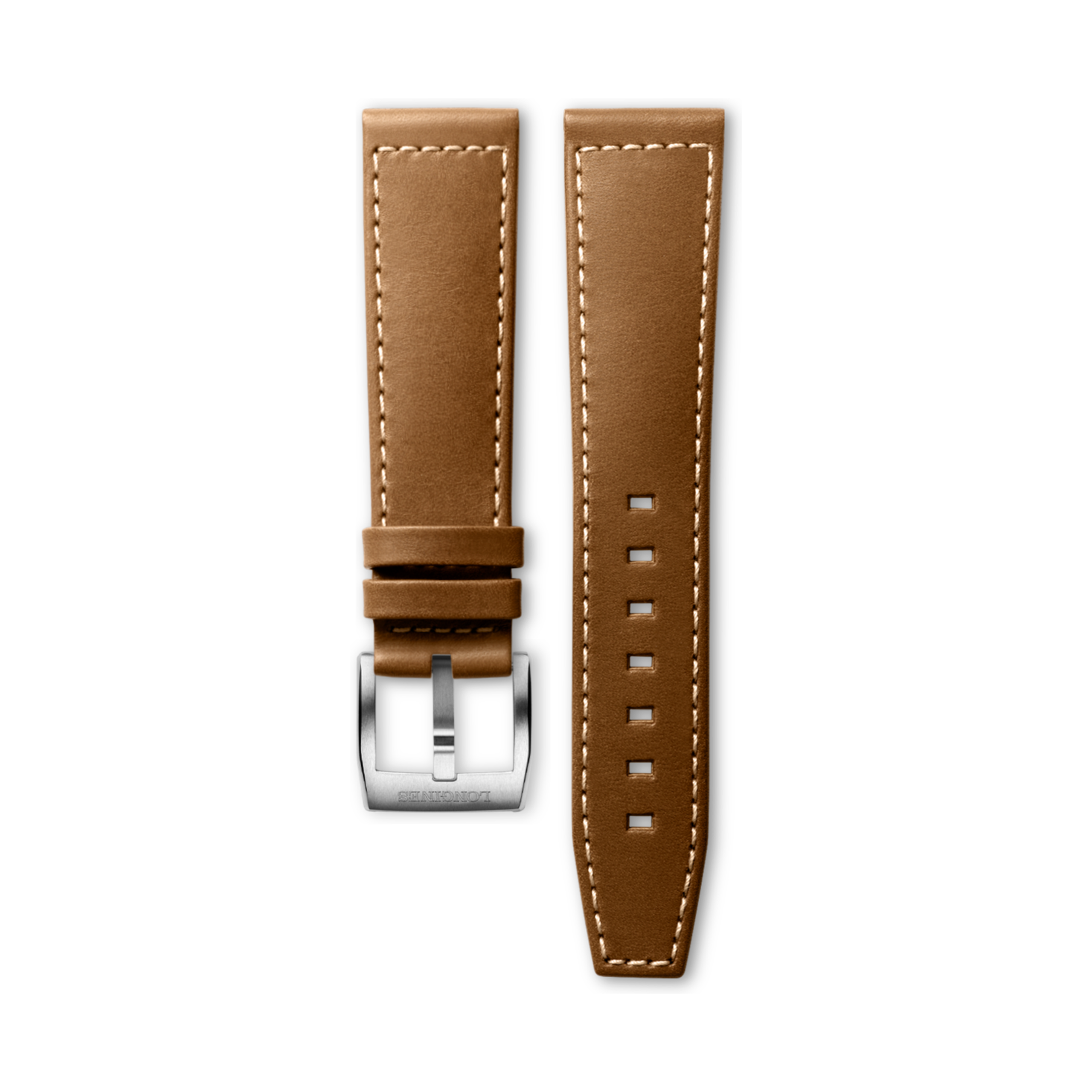 Longines Brązowy pasek ze skóry cielęcej w półmacie - 21.00 - Skóra - L682159681 - Strap with buckle