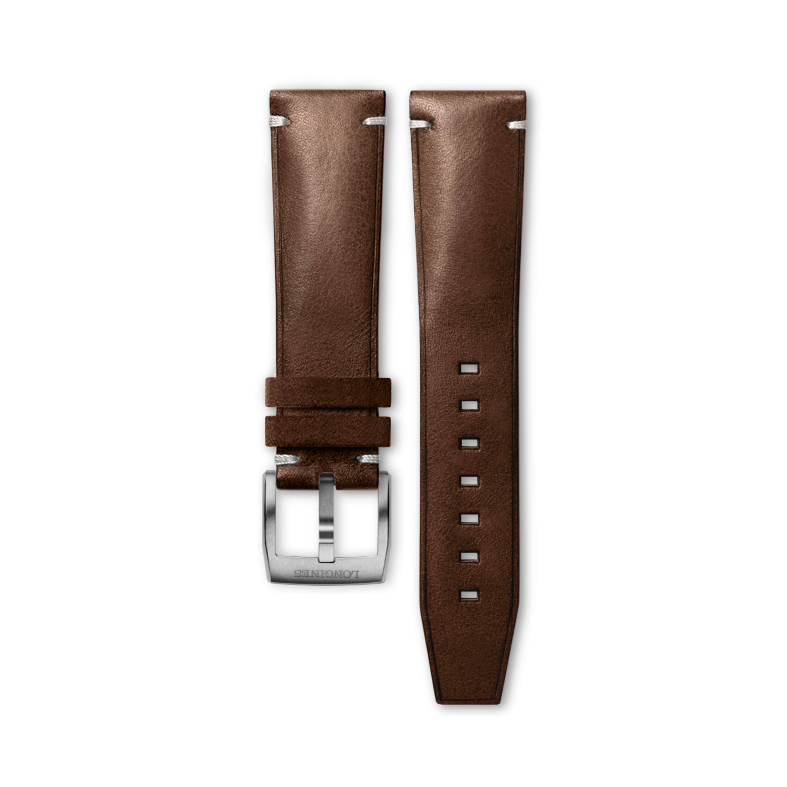 Longines Brązowy pasek ze skóry cielęcej w półmacie - 22.00 - Skóra - L682167918 - Strap with buckle