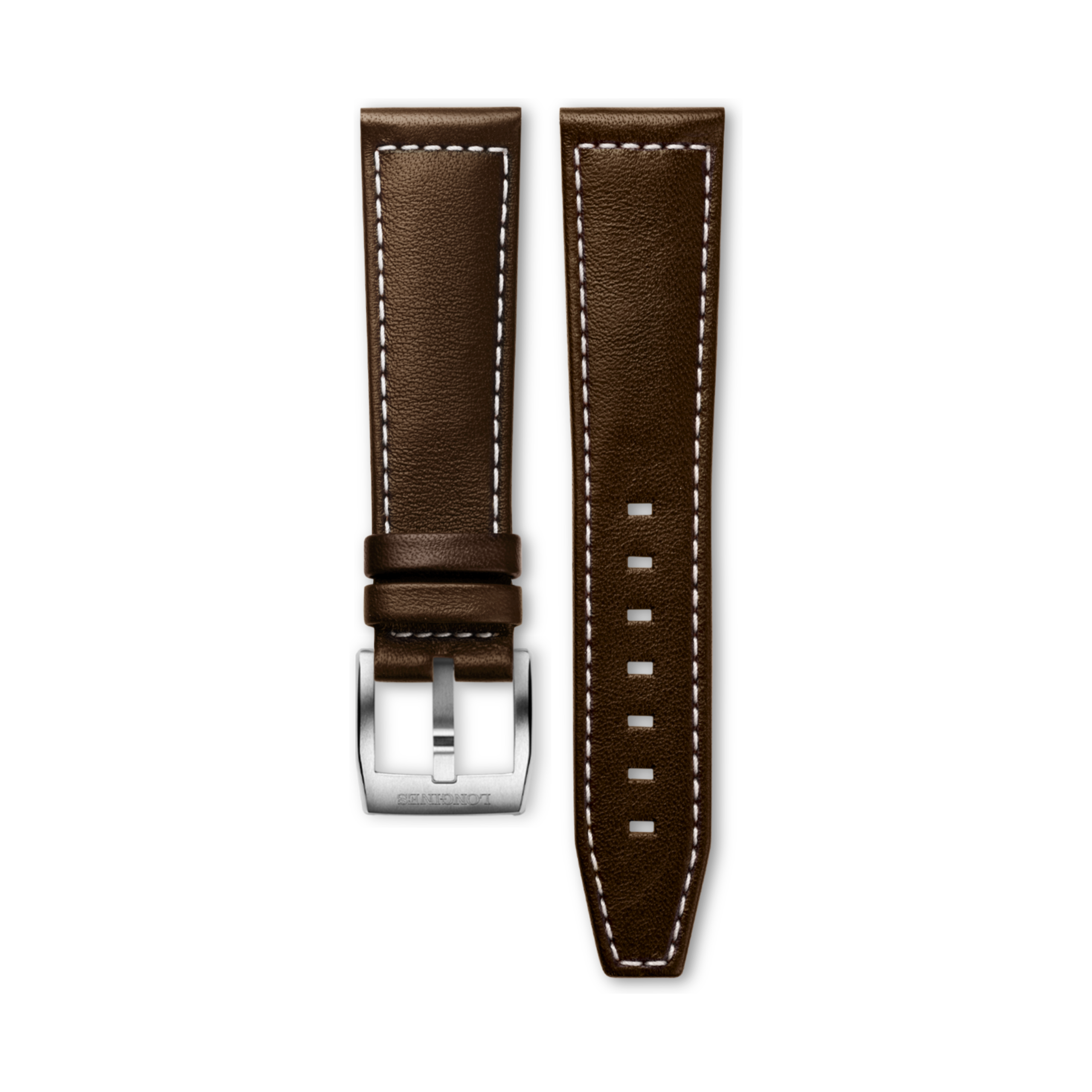 Longines Semi matt dark brown calf leather strap - L682159899 & L649159682