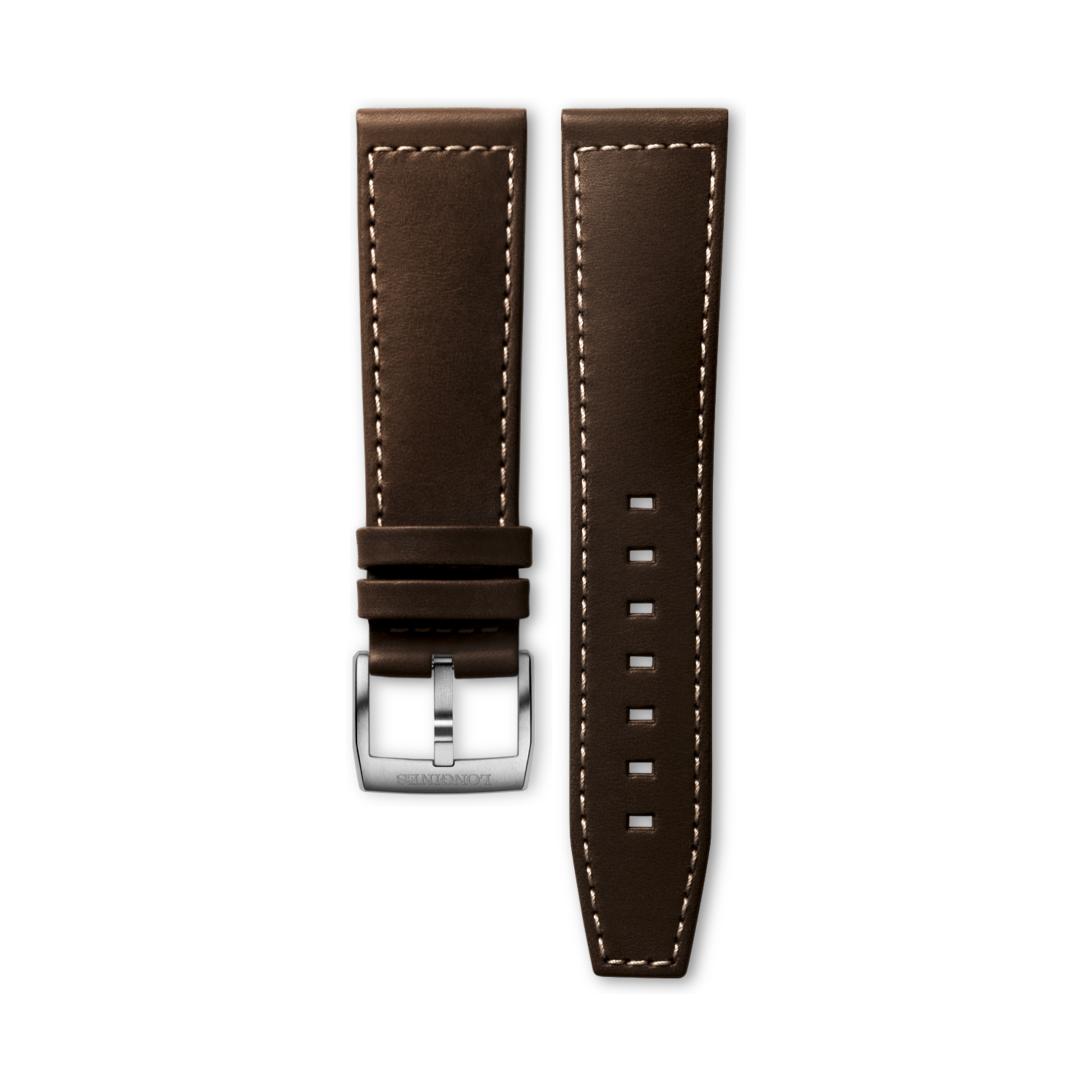 Longines Semi matt dark brown calf leather strap - L682159901 & L649160123